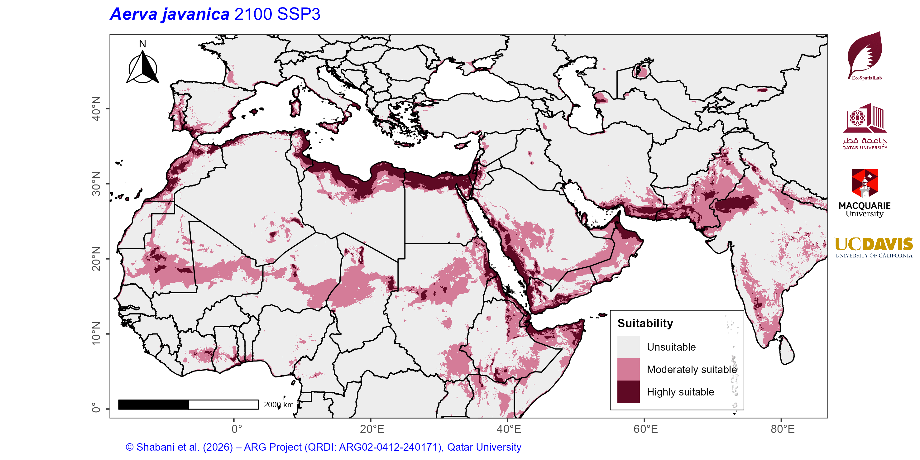 Projected Climate Suitability in the Mediterranean–Middle East–North Africa Dryland Belt SSP3 — 2100