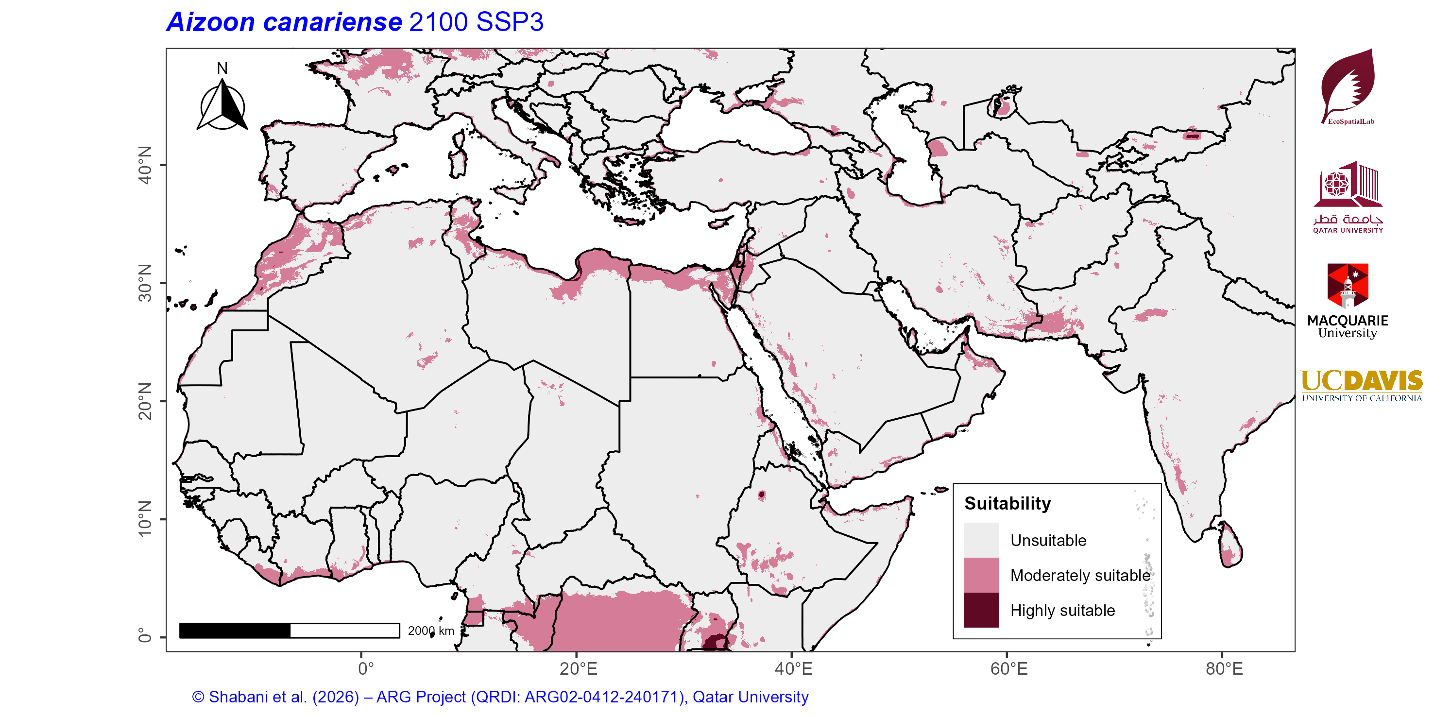 Projected Climate Suitability in the Mediterranean–Middle East–North Africa Dryland Belt SSP3 — 2100