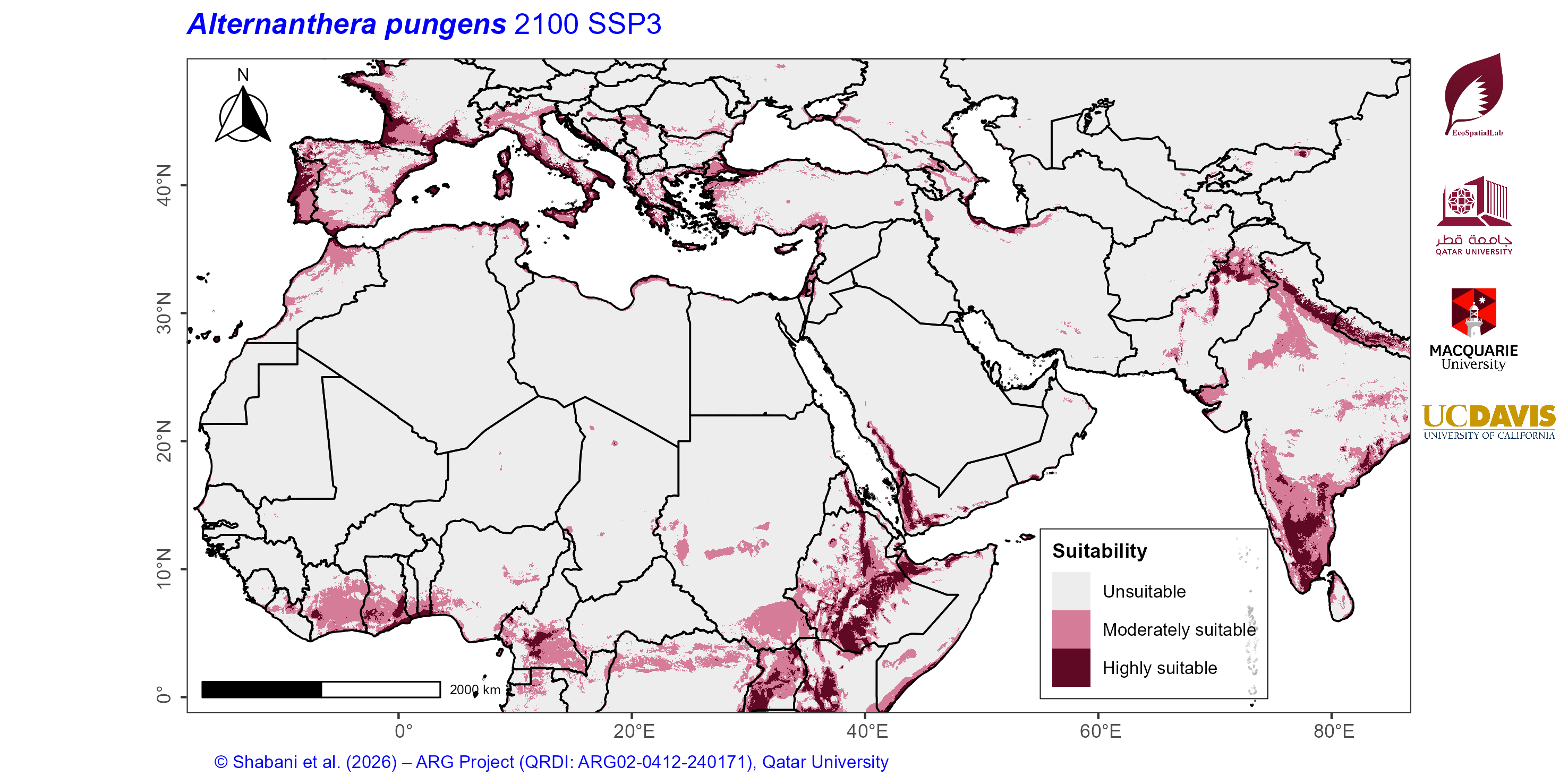 Projected Climate Suitability in the Mediterranean–Middle East–North Africa Dryland Belt SSP3 — 2100