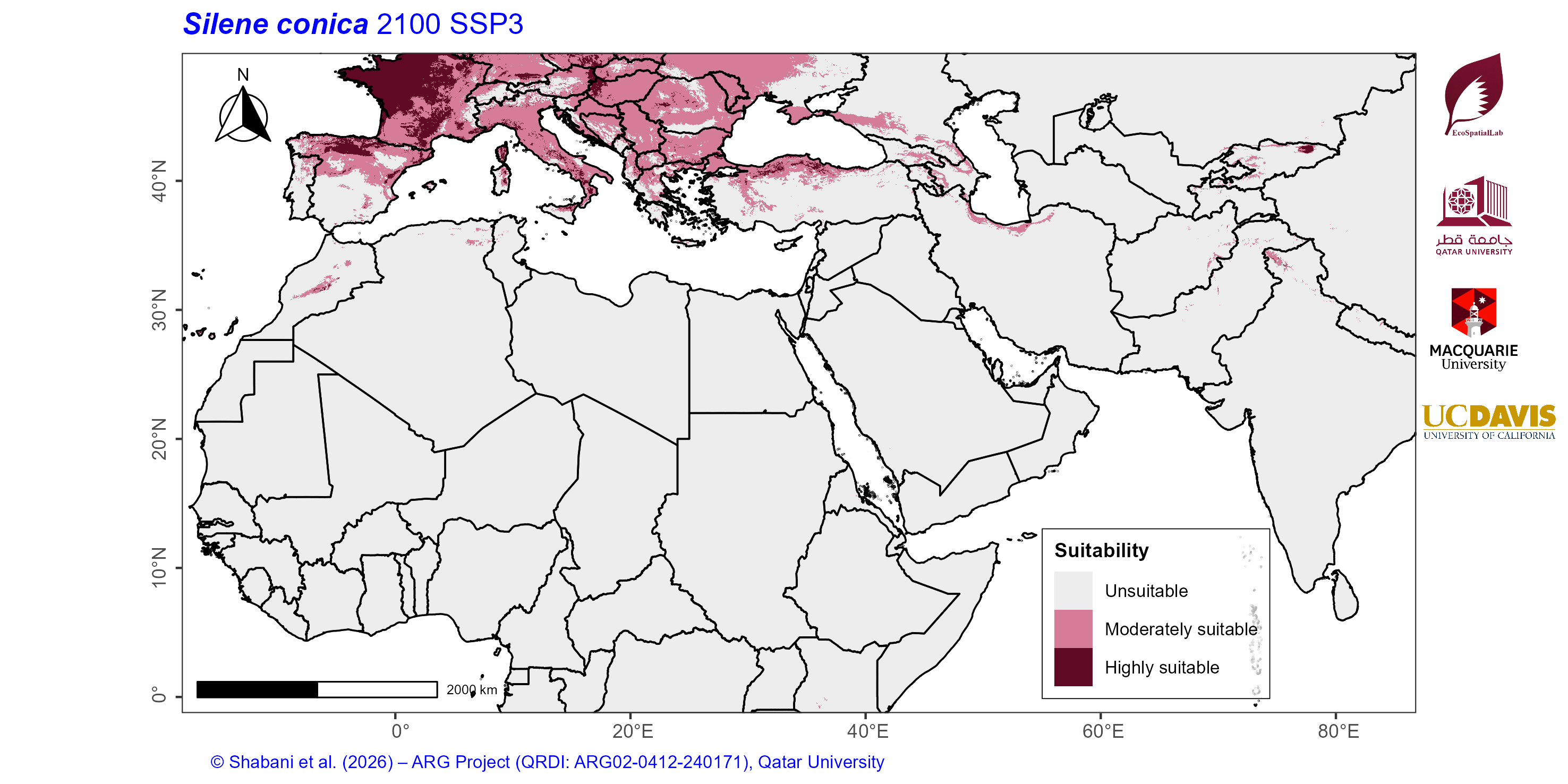 Projected Climate Suitability in the Mediterranean–Middle East–North Africa Dryland Belt SSP3 — 2100
