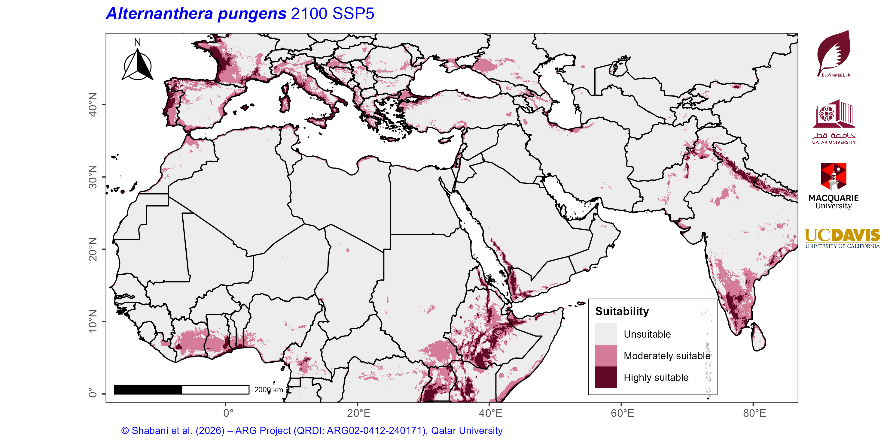 Projected Climate Suitability in the Mediterranean–Middle East–North Africa Dryland Belt SSP5 — 2100