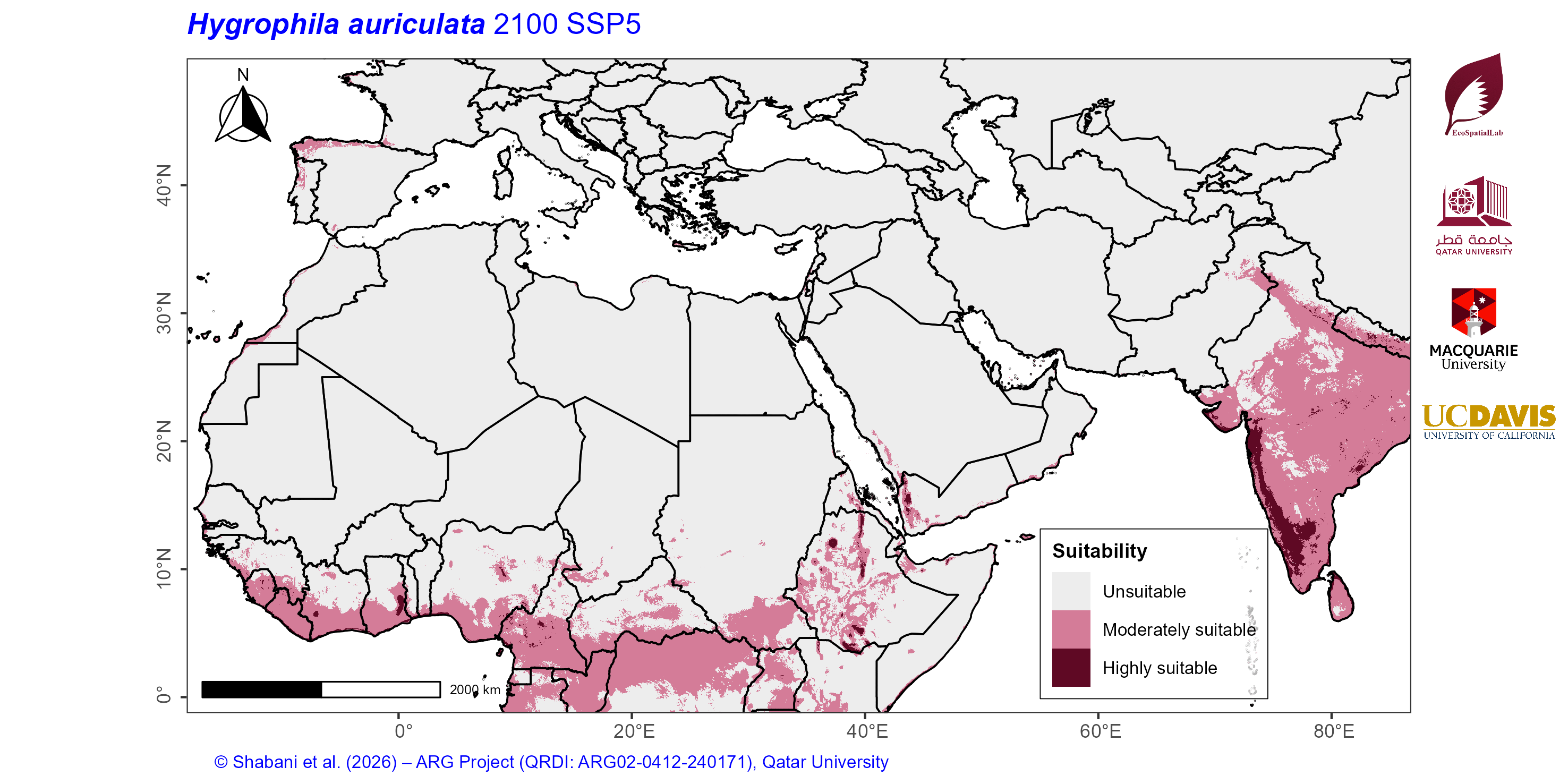 Projected Climate Suitability in the Mediterranean–Middle East–North Africa Dryland Belt SSP5 — 2100