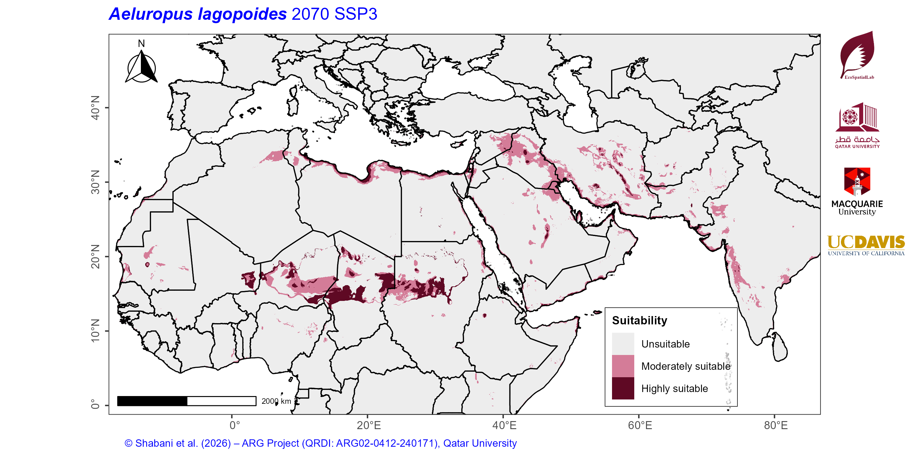 Projected Climate Suitability in the Mediterranean–Middle East–North Africa Dryland Belt SSP3 — 2070