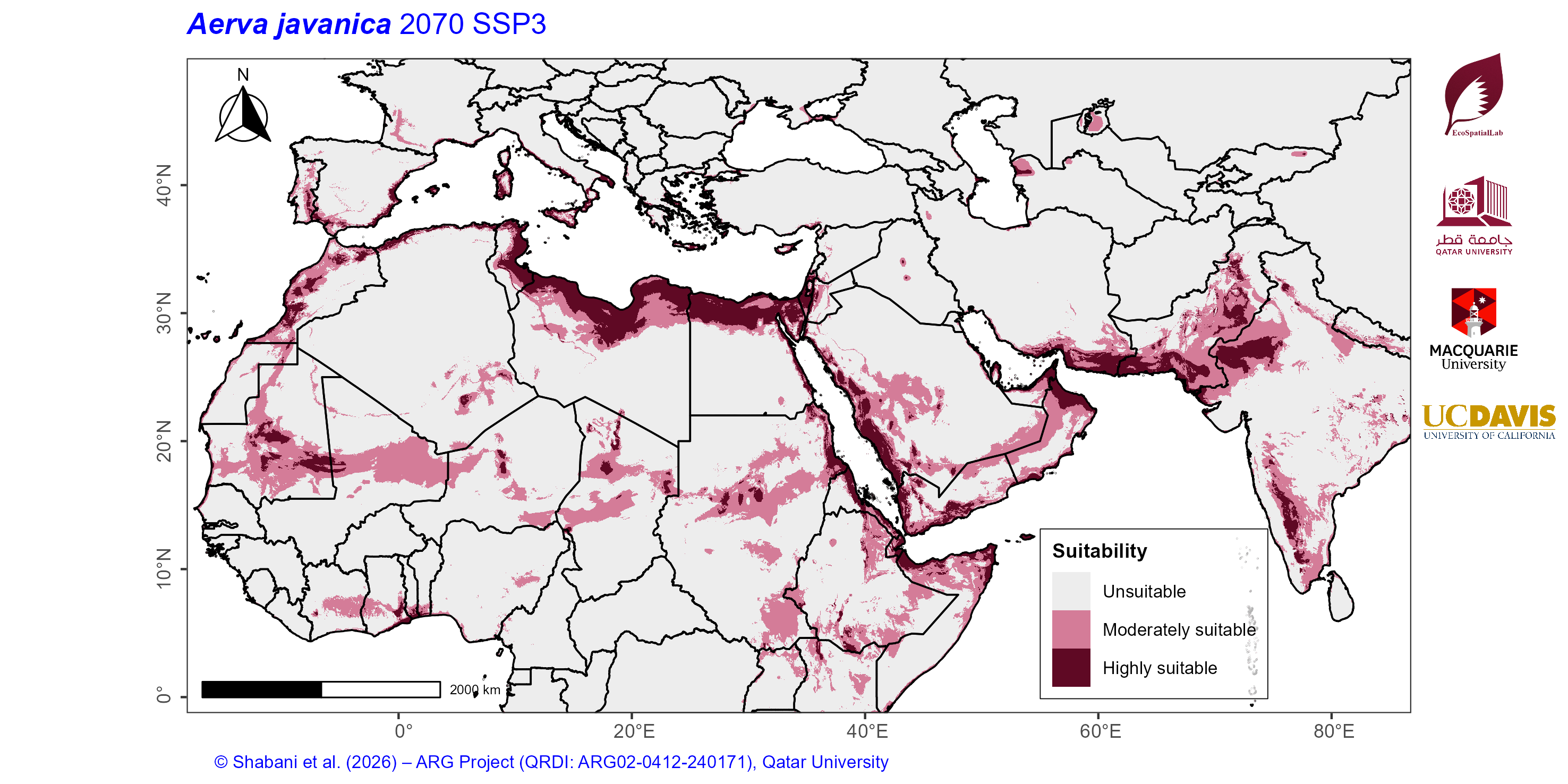 Projected Climate Suitability in the Mediterranean–Middle East–North Africa Dryland Belt SSP3 — 2070