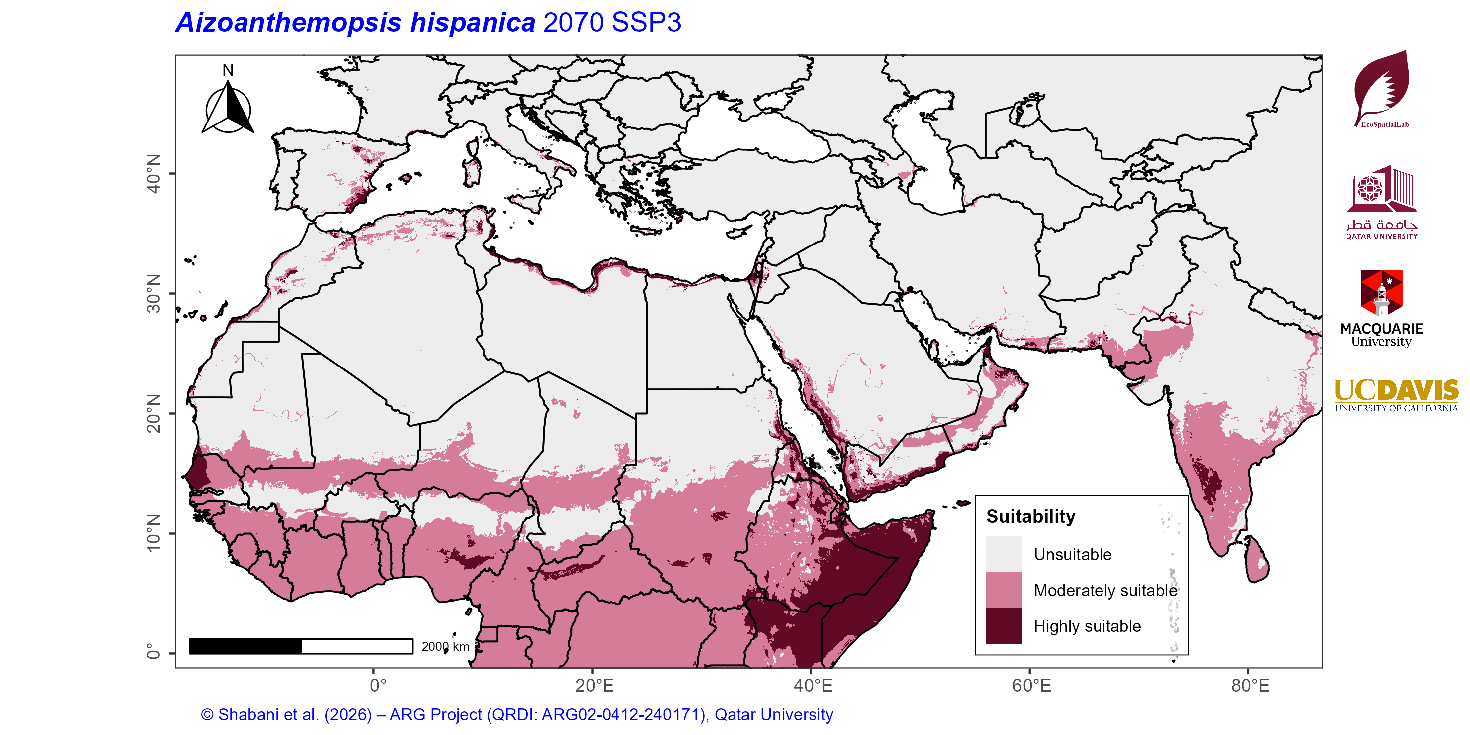 Projected Climate Suitability in the Mediterranean–Middle East–North Africa Dryland Belt SSP3 — 2070