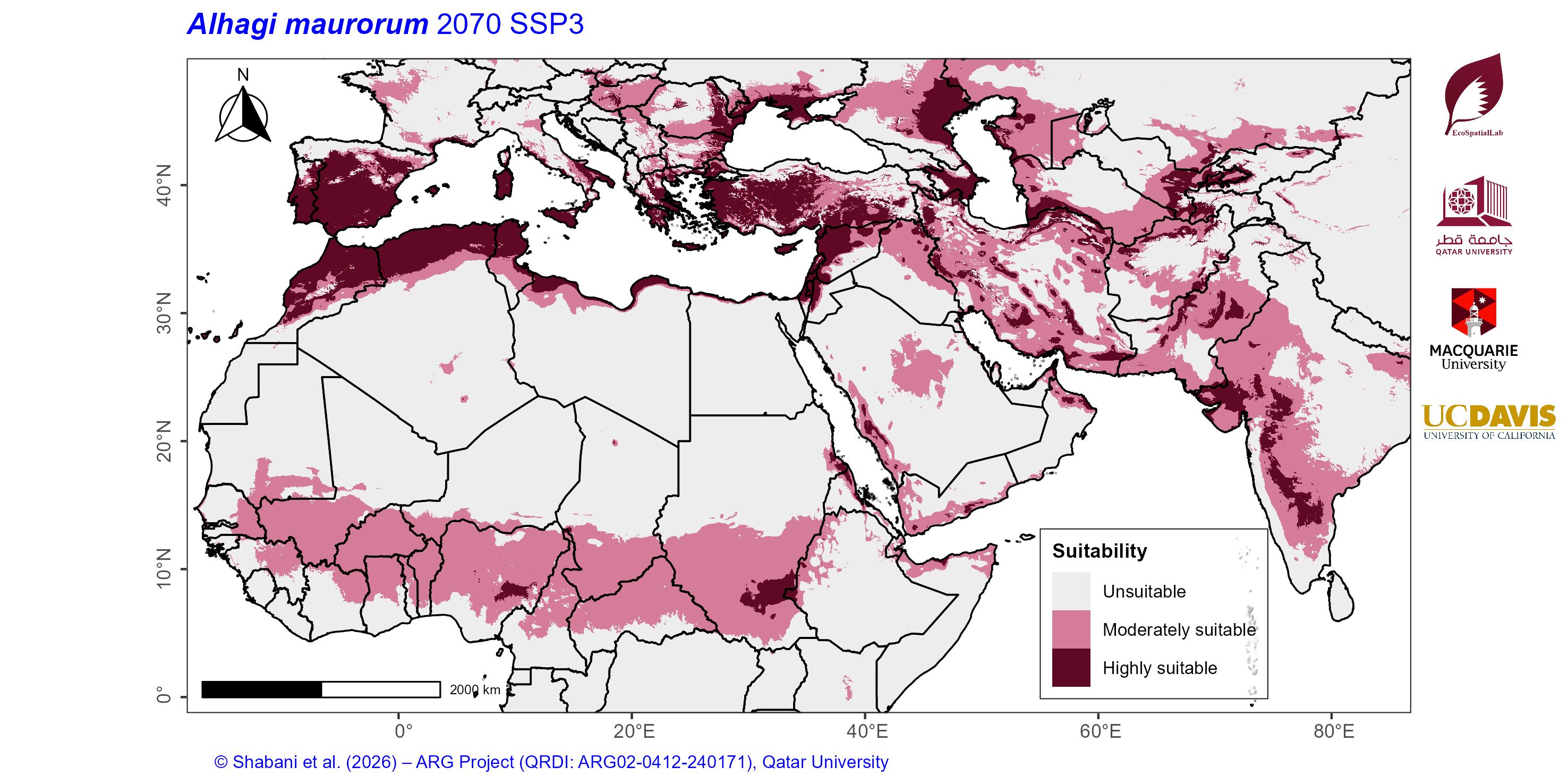 Projected Climate Suitability in the Mediterranean–Middle East–North Africa Dryland Belt SSP3 — 2070