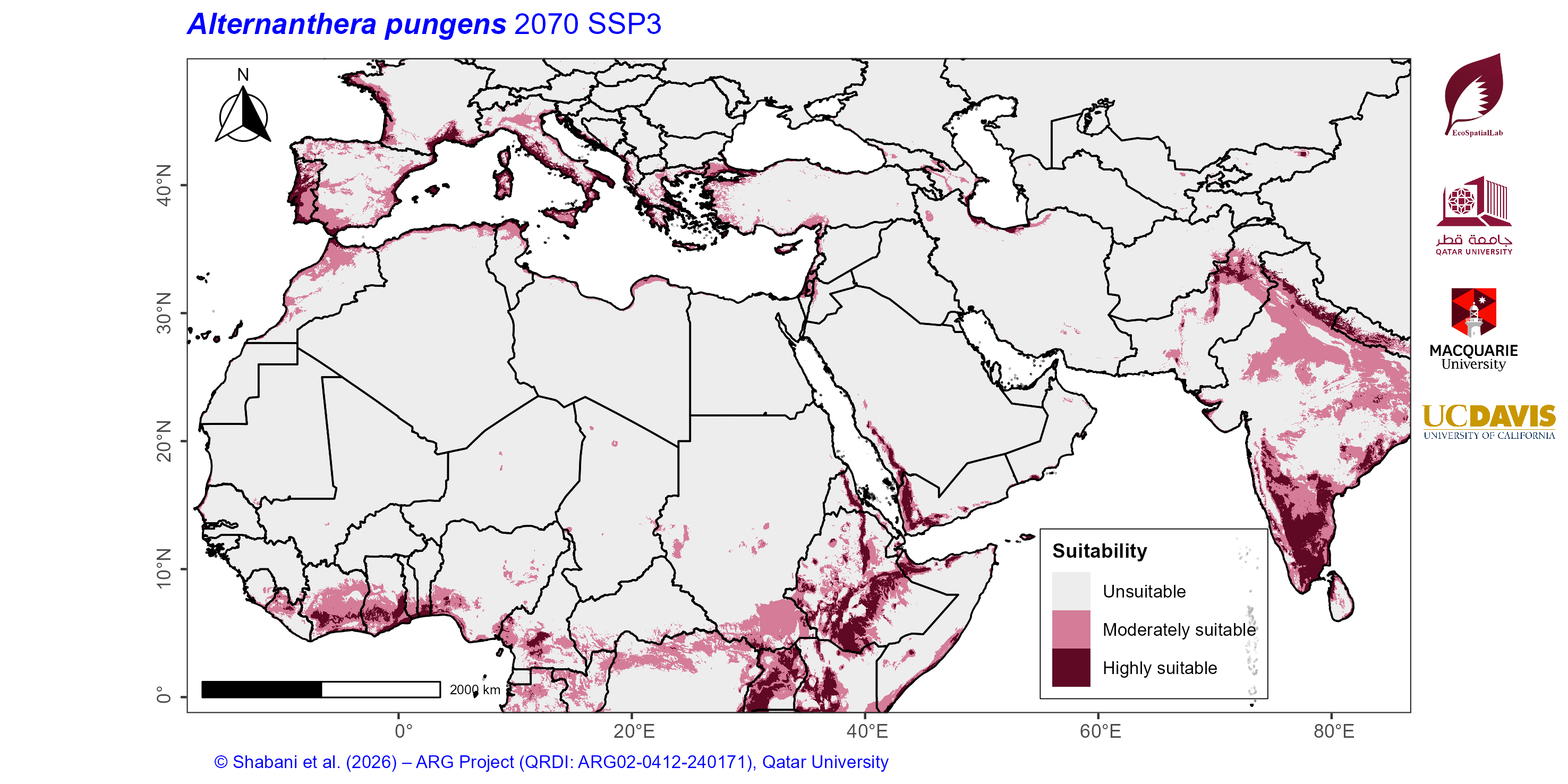 Projected Climate Suitability in the Mediterranean–Middle East–North Africa Dryland Belt SSP3 — 2070