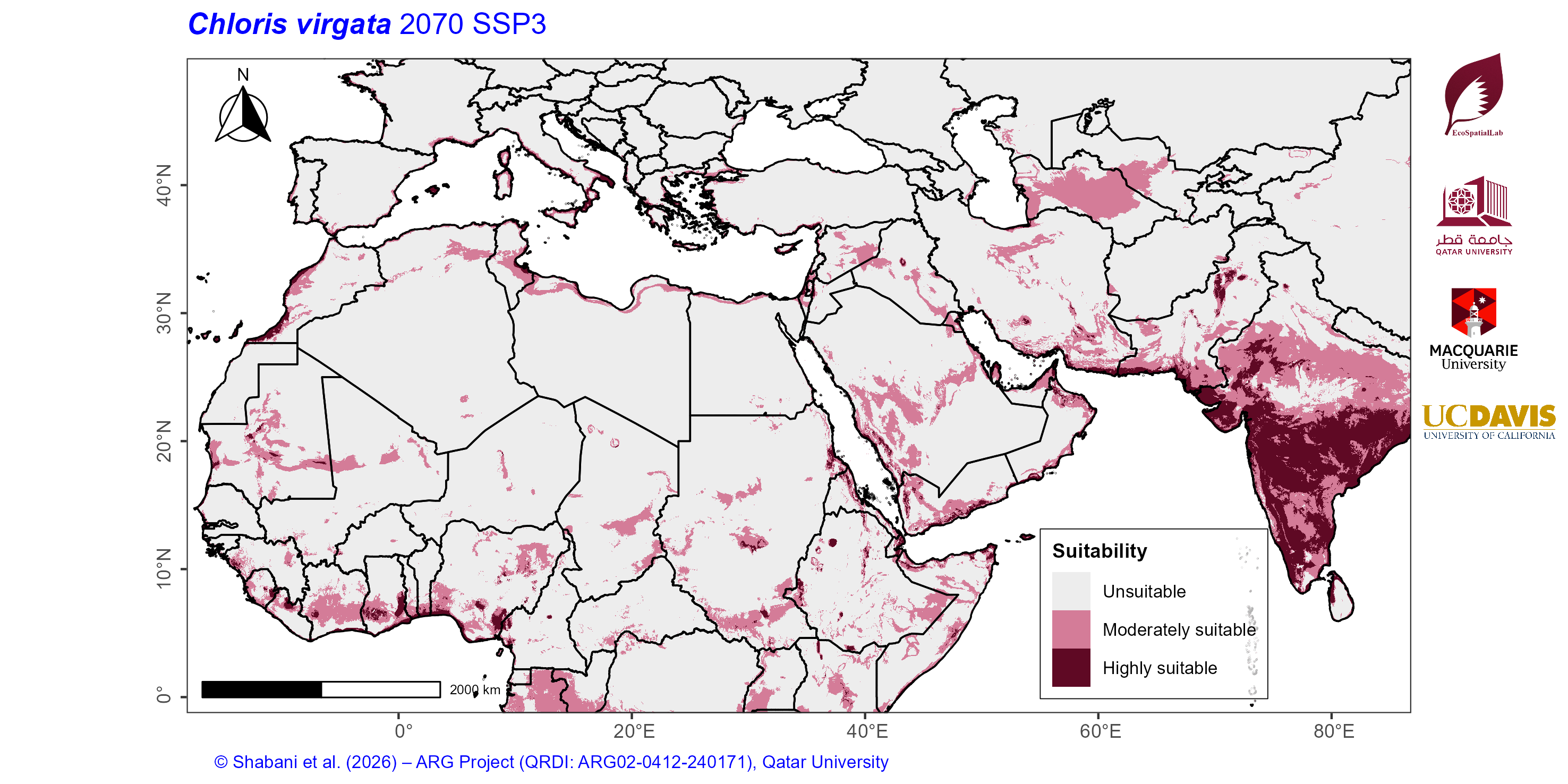 Projected Climate Suitability in the Mediterranean–Middle East–North Africa Dryland Belt SSP3 — 2070