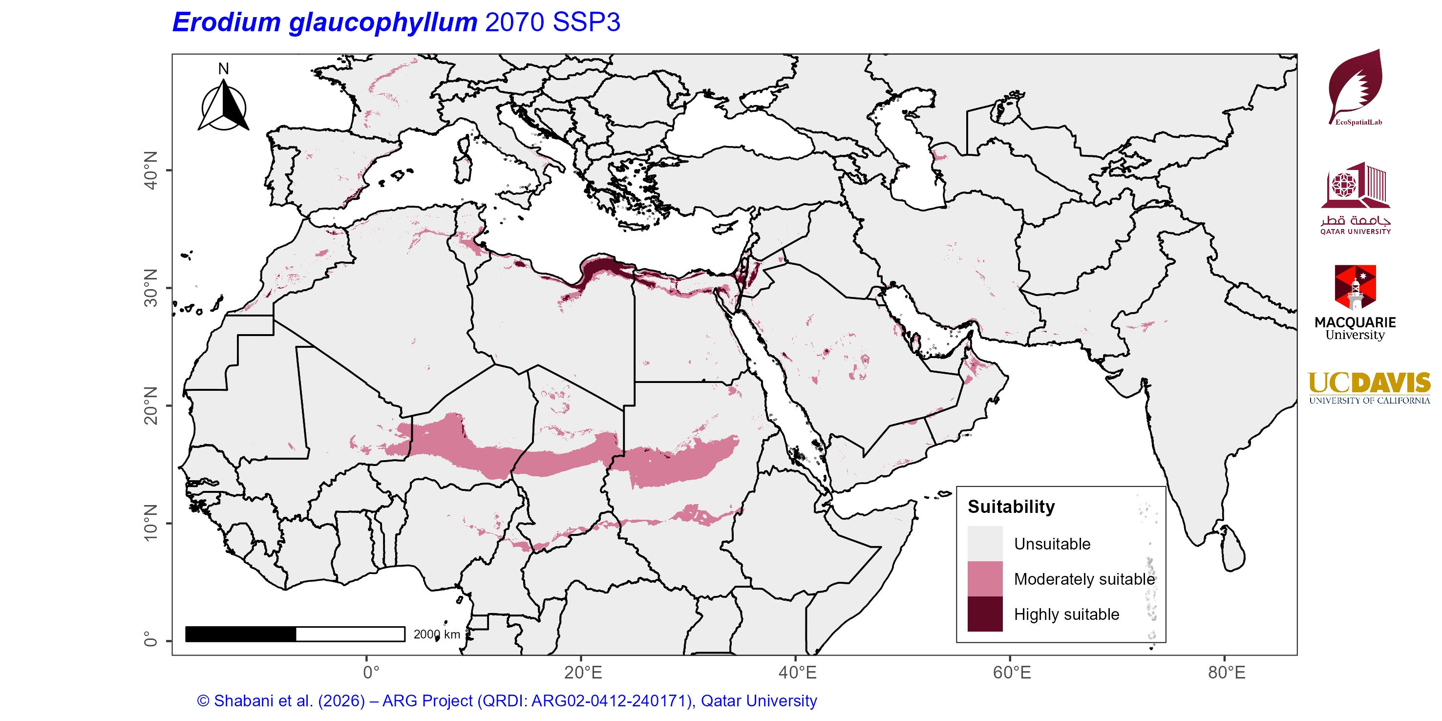 Projected Climate Suitability in the Mediterranean–Middle East–North Africa Dryland Belt SSP3 — 2070