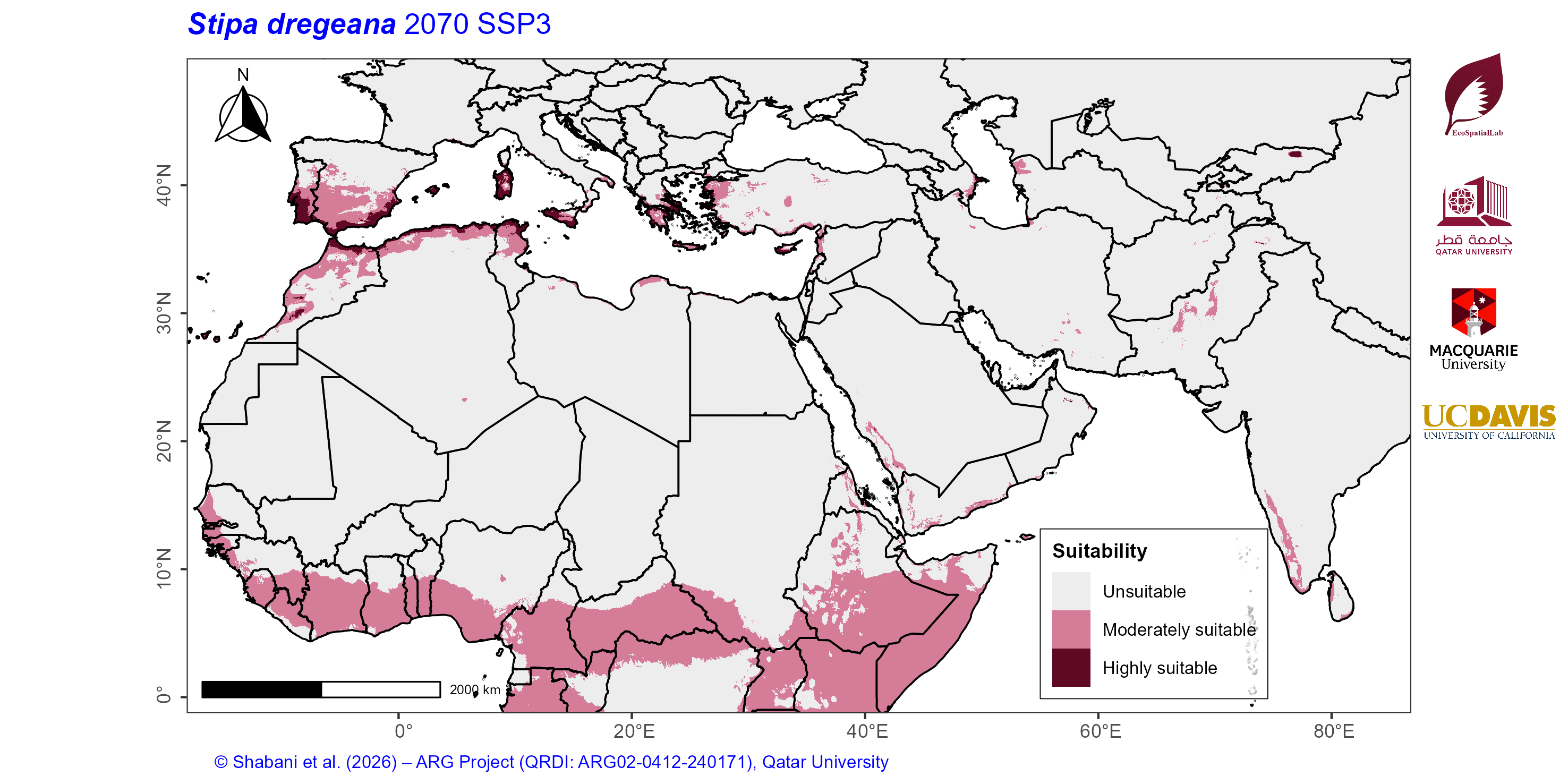 Projected Climate Suitability in the Mediterranean–Middle East–North Africa Dryland Belt SSP3 — 2070