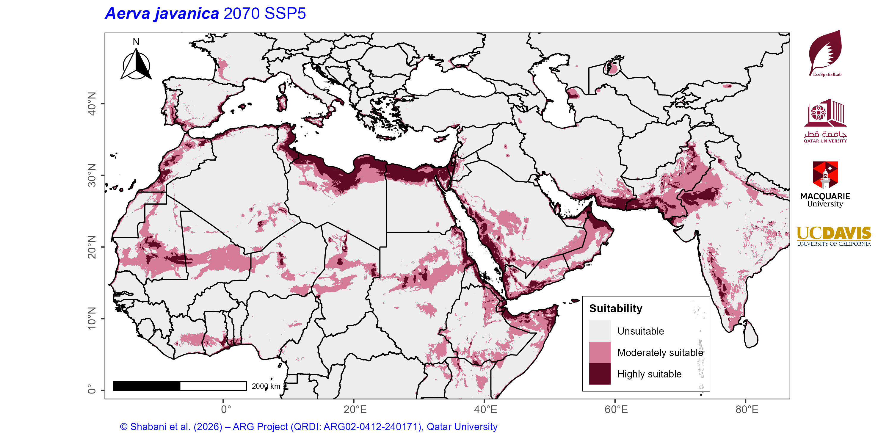 Projected Climate Suitability in the Mediterranean–Middle East–North Africa Dryland Belt SSP5 — 2070