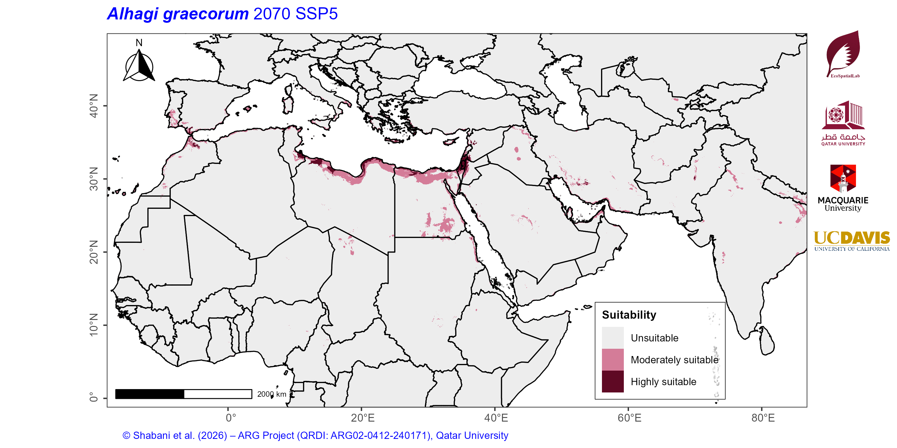 Projected Climate Suitability in the Mediterranean–Middle East–North Africa Dryland Belt SSP5 — 2070