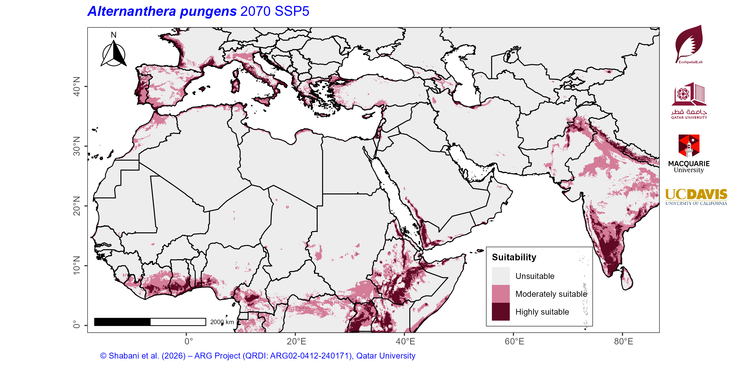 Projected Climate Suitability in the Mediterranean–Middle East–North Africa Dryland Belt SSP5 — 2070