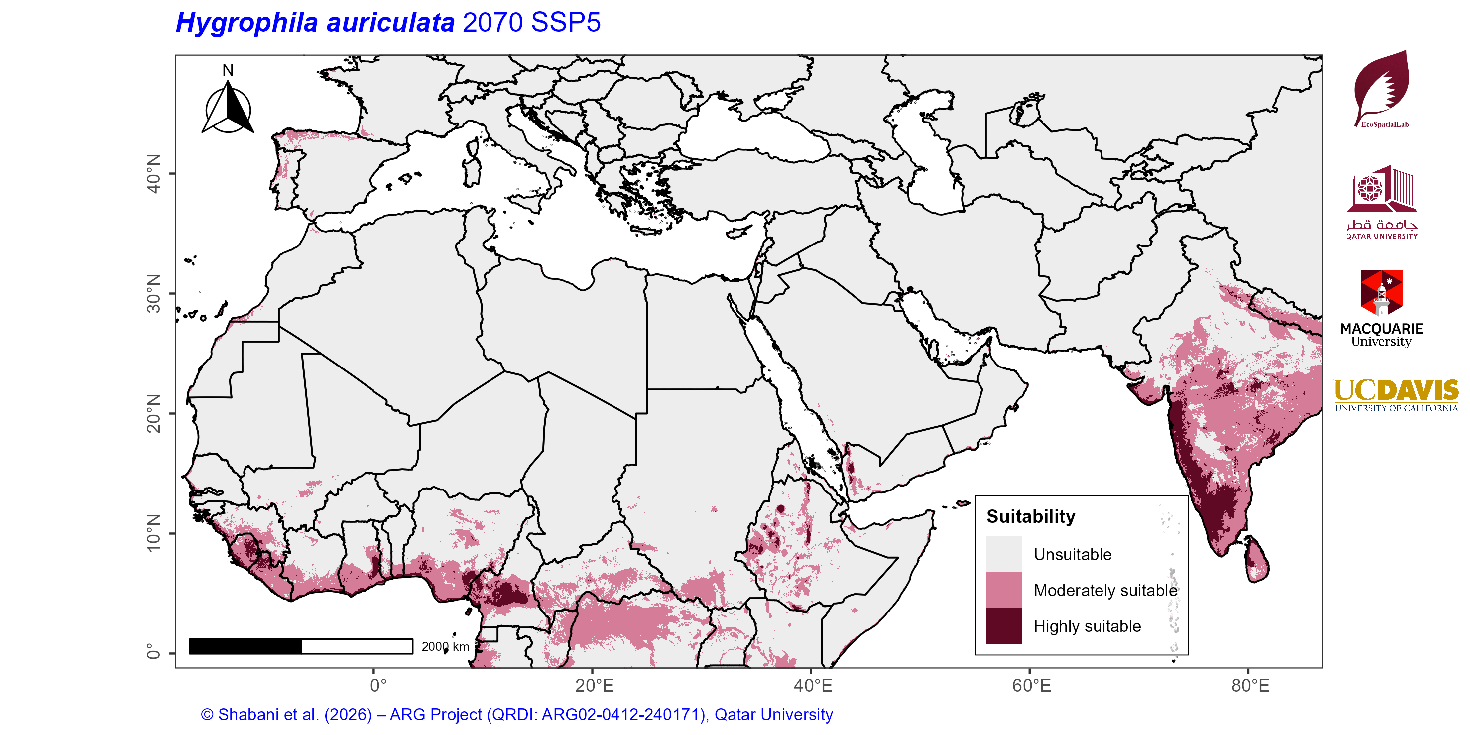 Projected Climate Suitability in the Mediterranean–Middle East–North Africa Dryland Belt SSP5 — 2070
