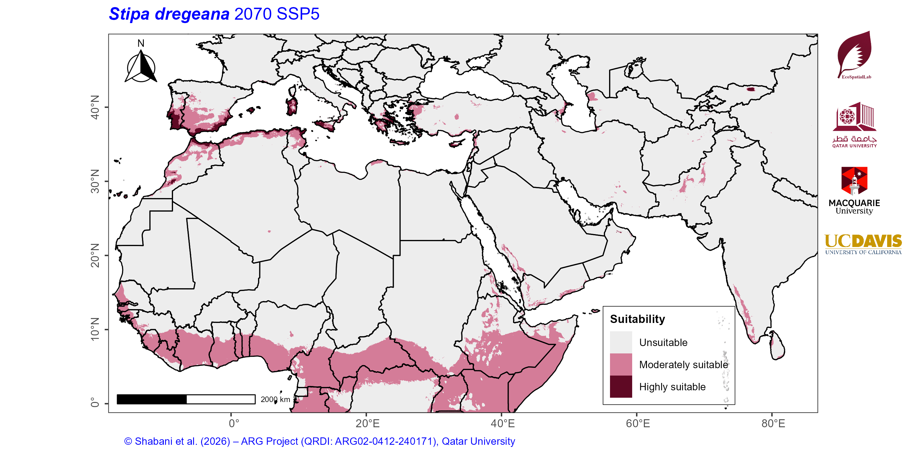 Projected Climate Suitability in the Mediterranean–Middle East–North Africa Dryland Belt SSP5 — 2070