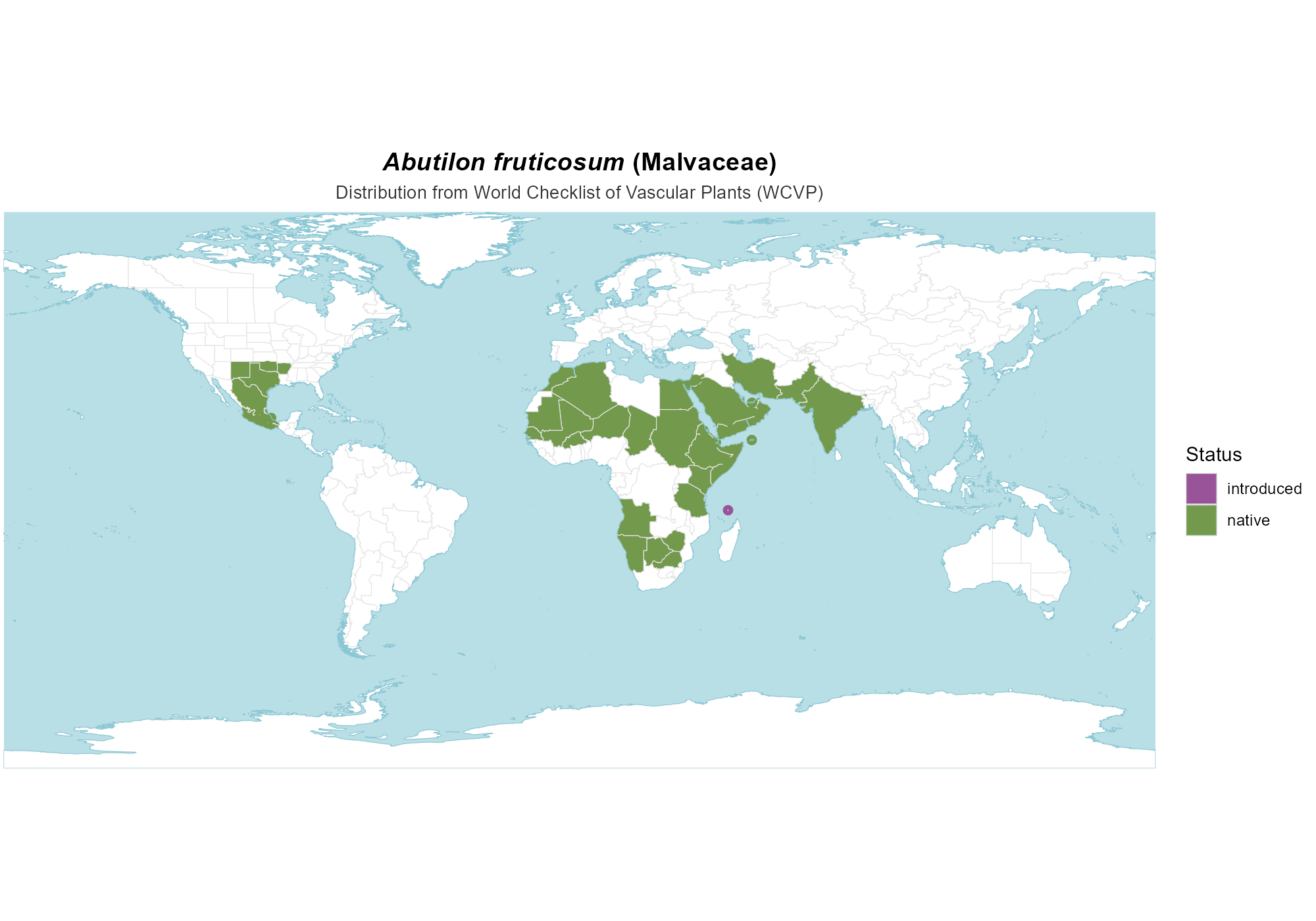 Origin Map — Abutilon fruticosum