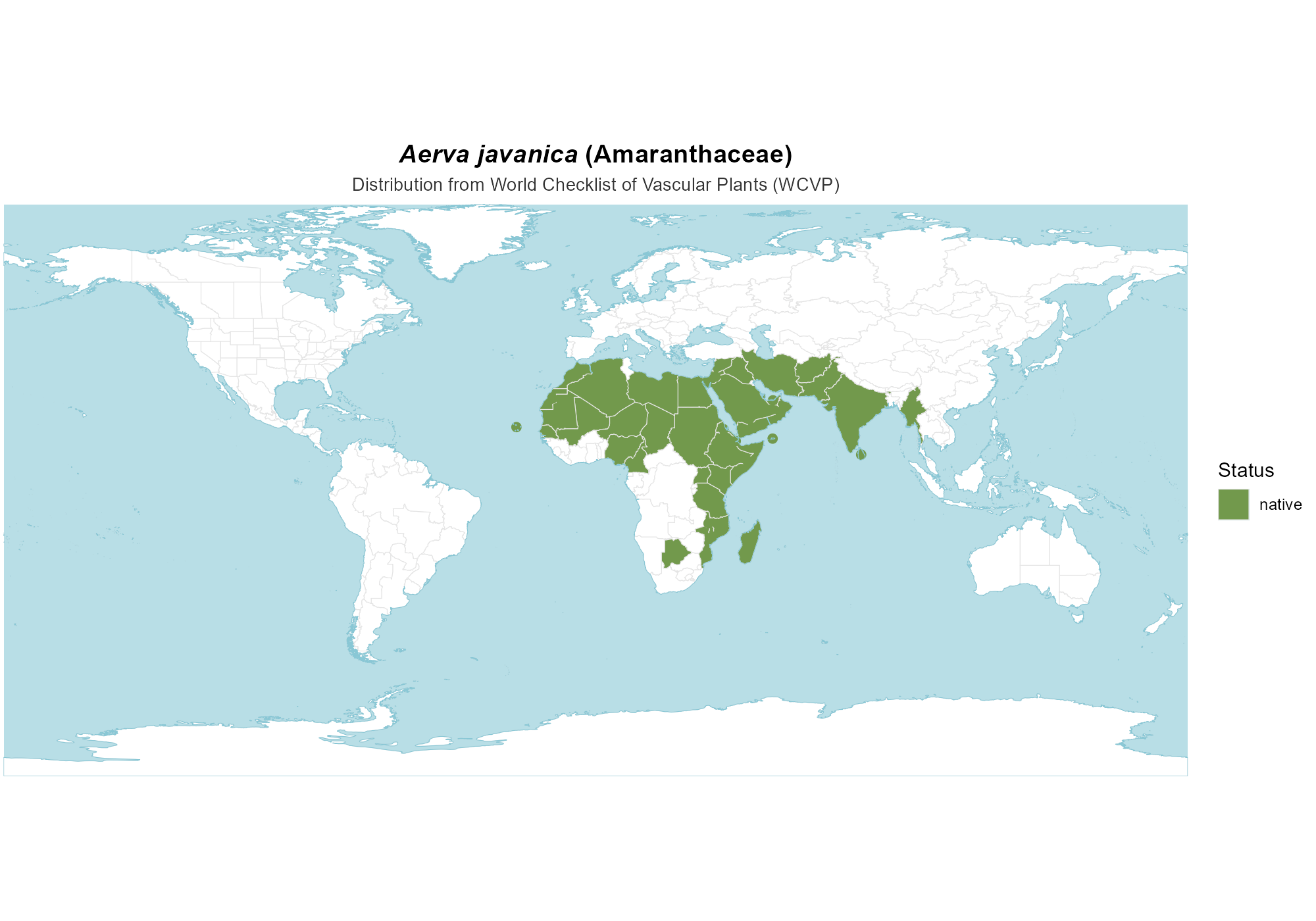 Origin Map — Aerva javanica