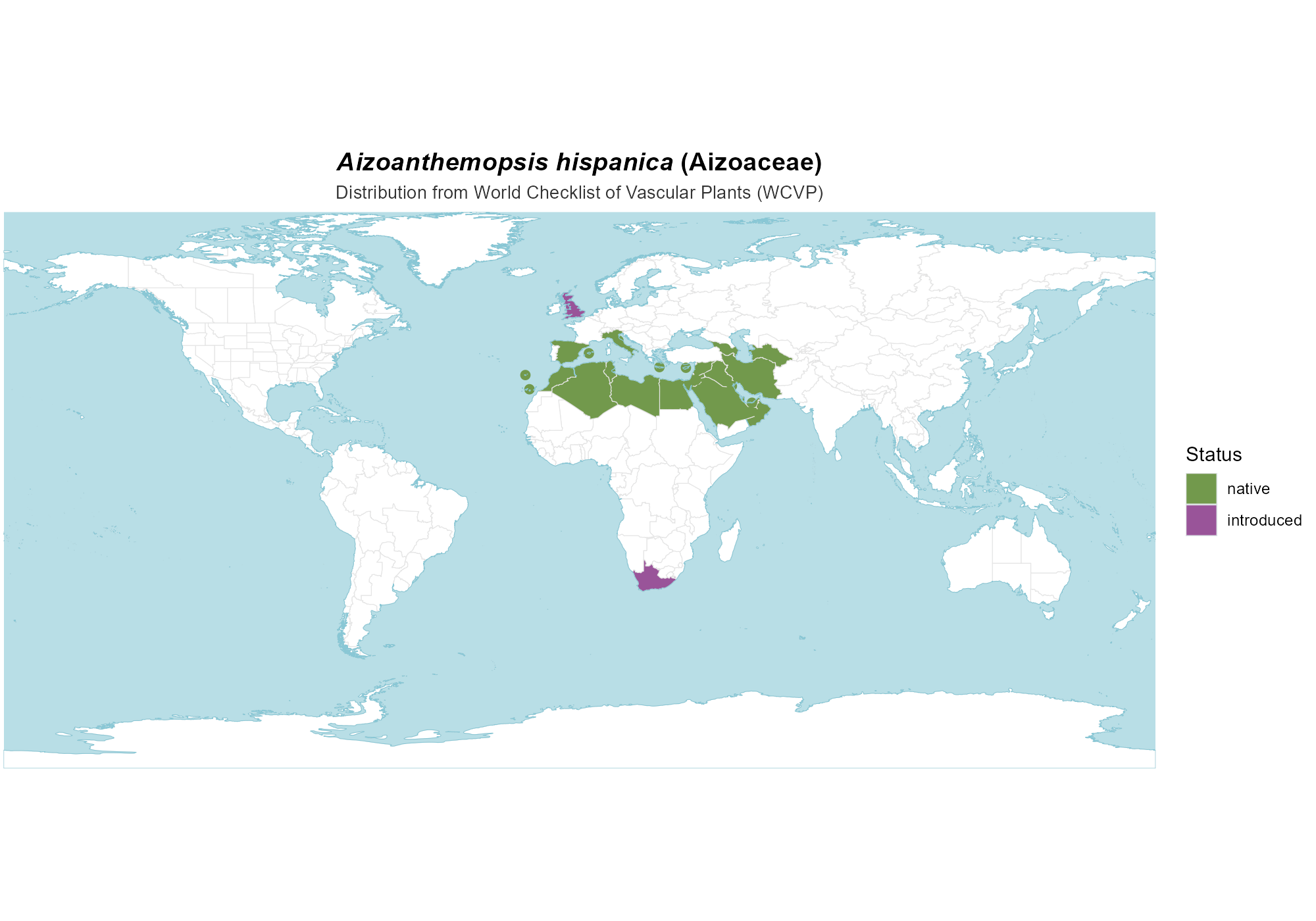 Origin Map — Aizoanthemopsis hispanica