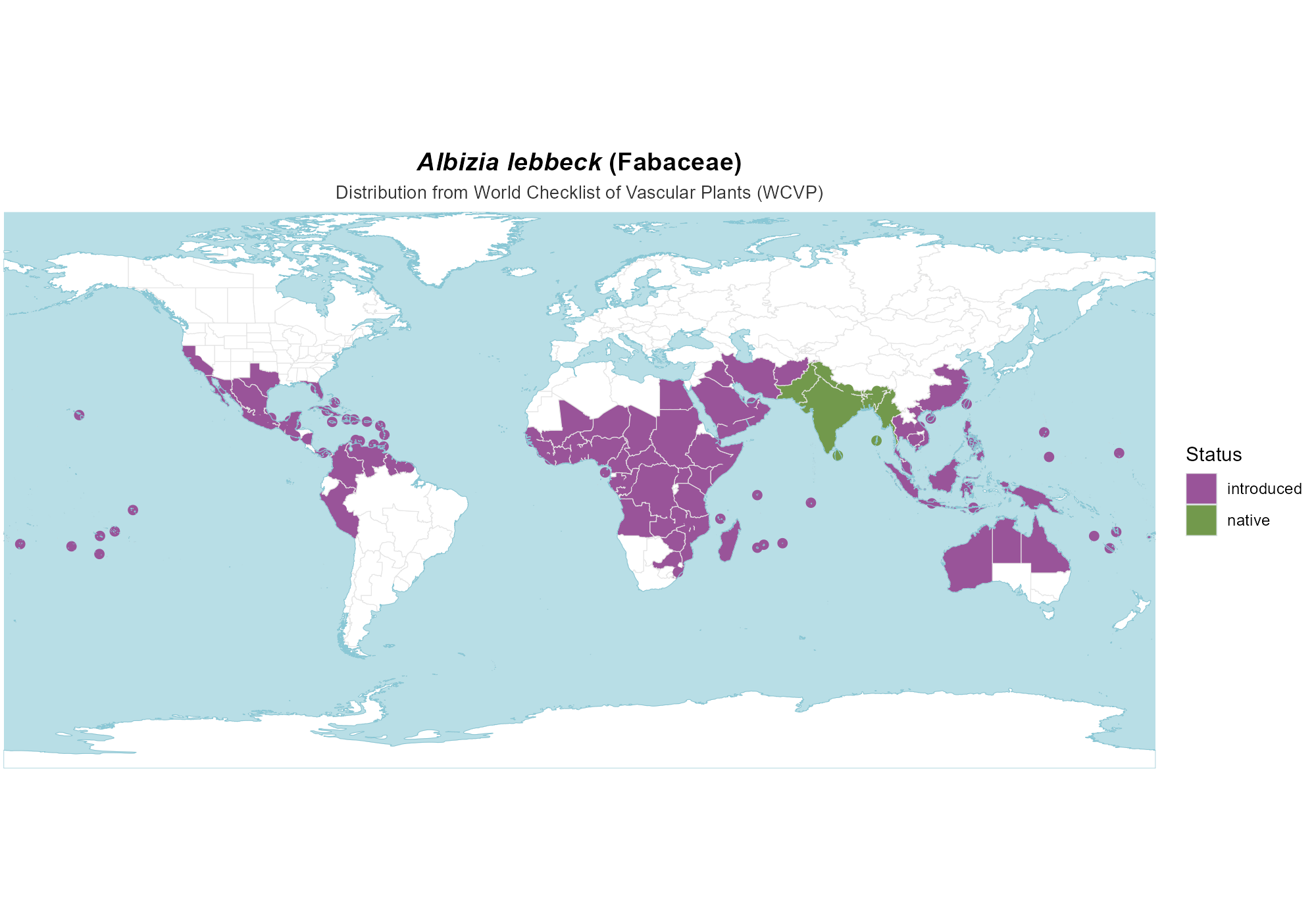 Origin Map — Albizia lebbeck