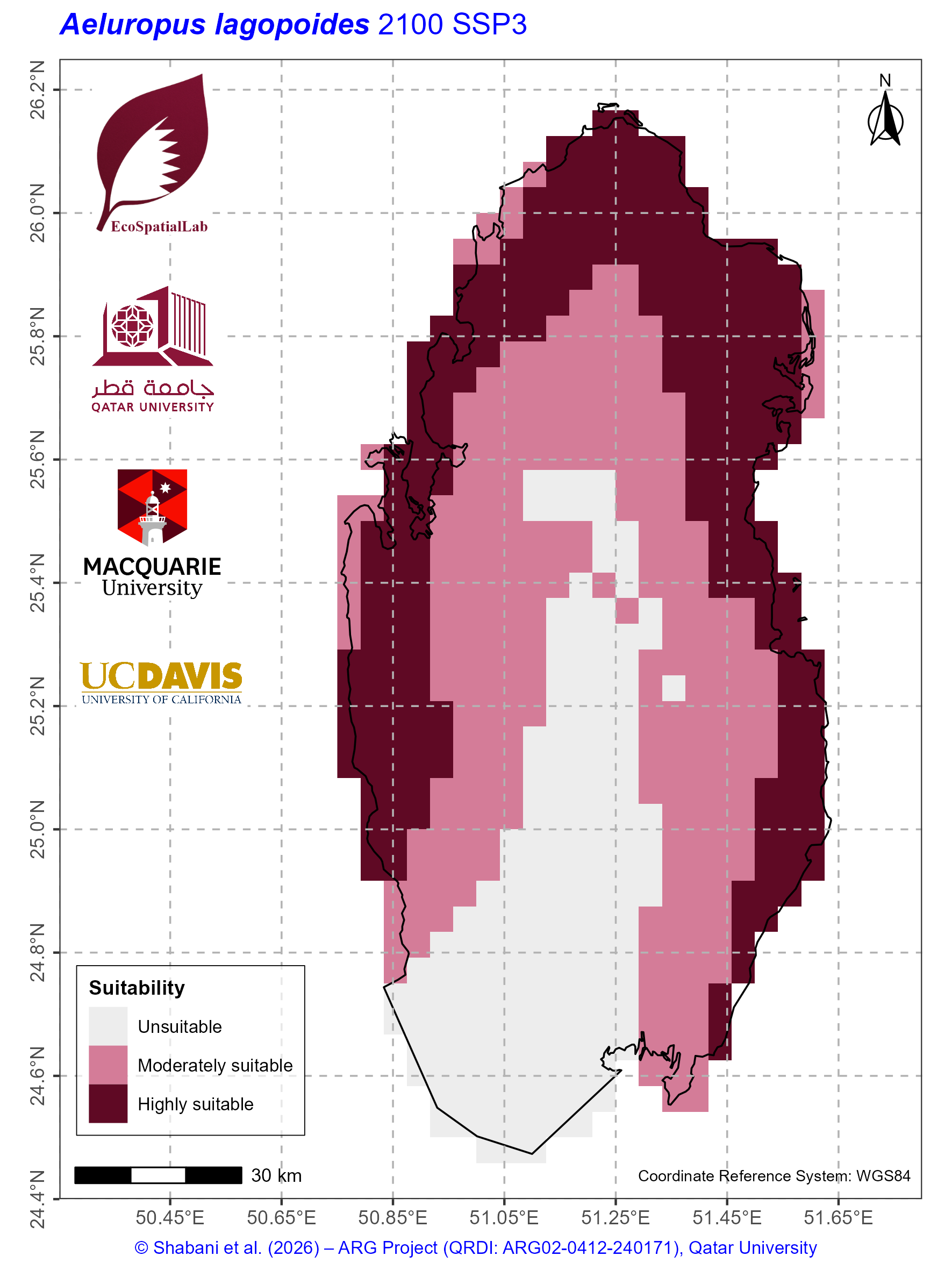 Qatar Climate Suitability SSP3 — 2100