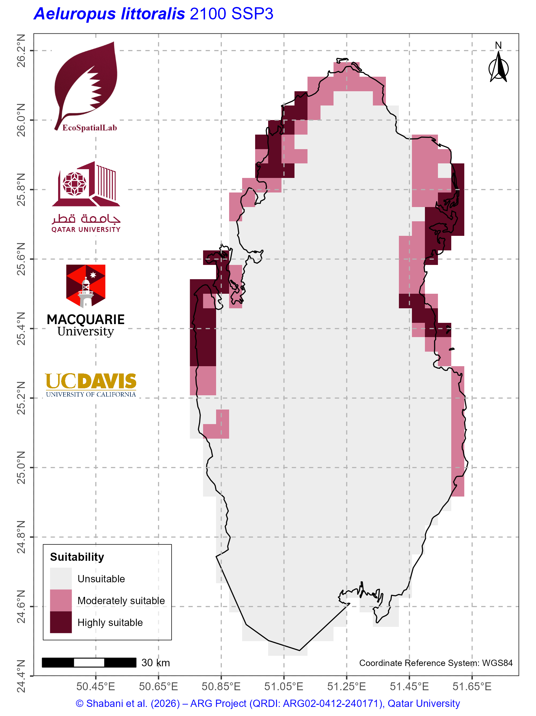 Qatar Climate Suitability SSP3 — 2100