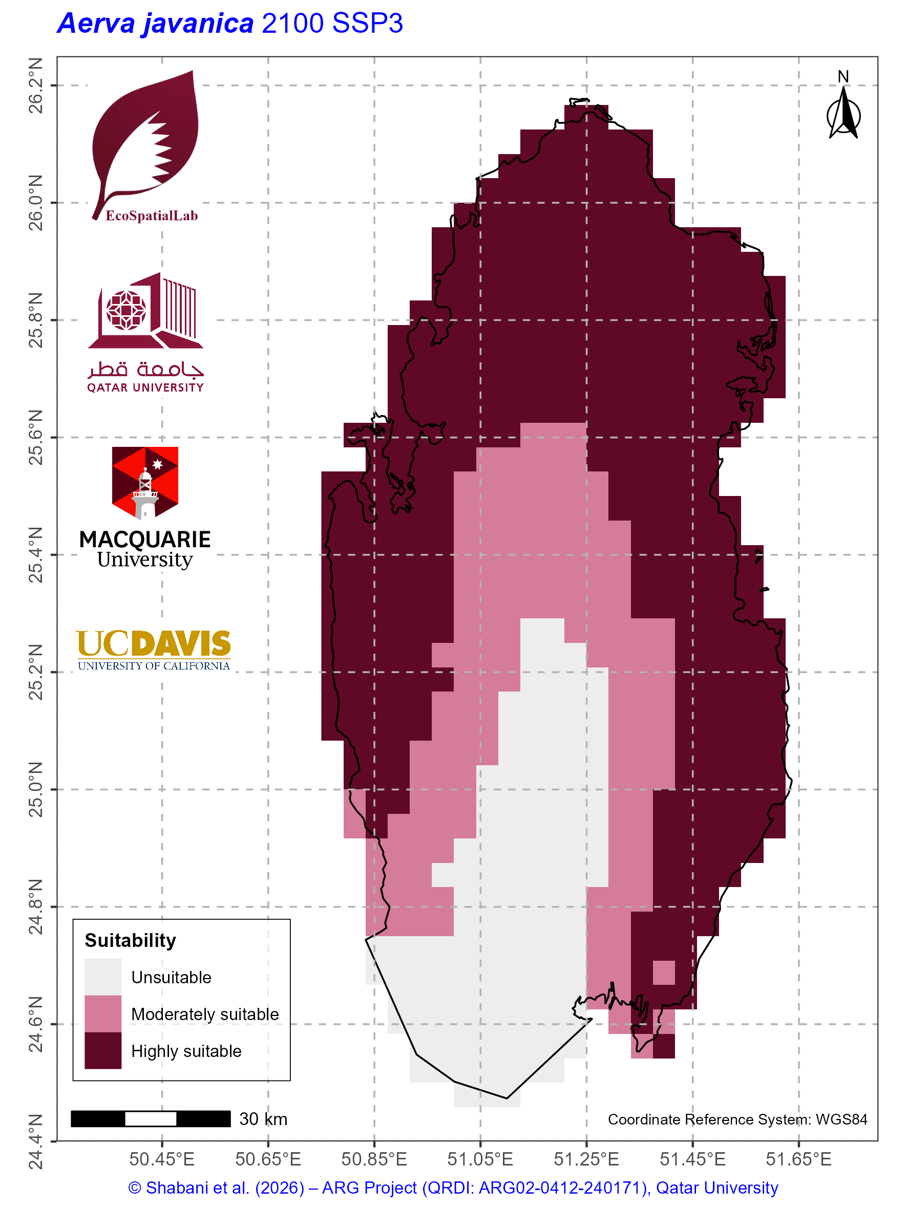 Qatar Climate Suitability SSP3 — 2100