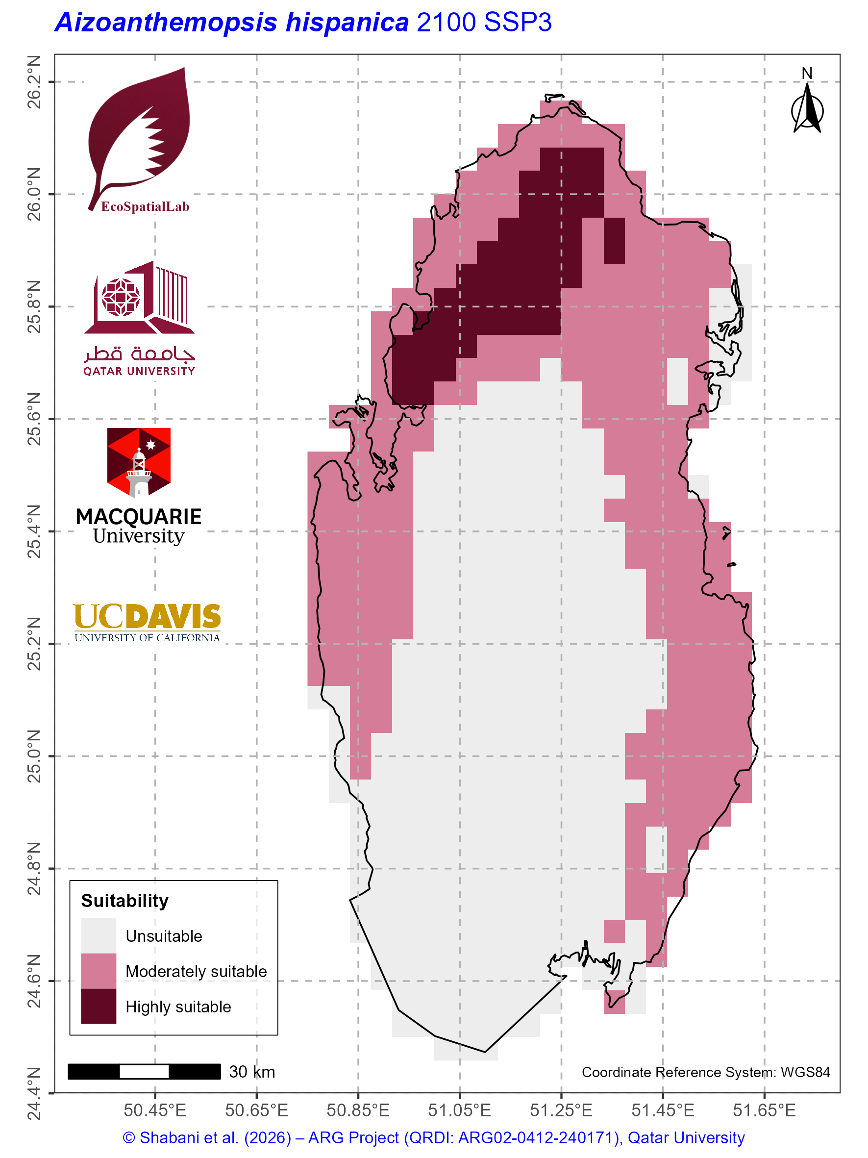 Qatar Climate Suitability SSP3 — 2100