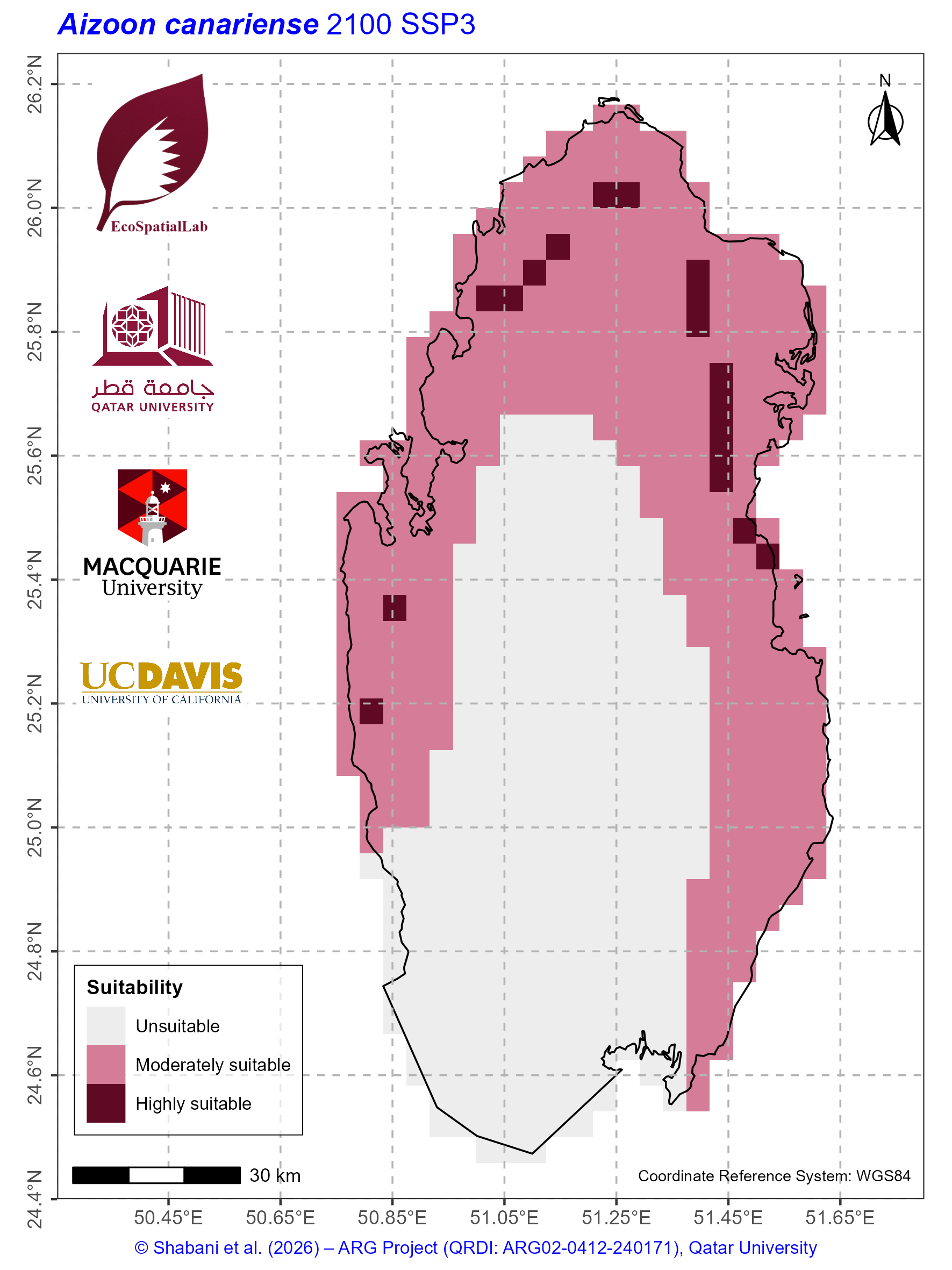 Qatar Climate Suitability SSP3 — 2100