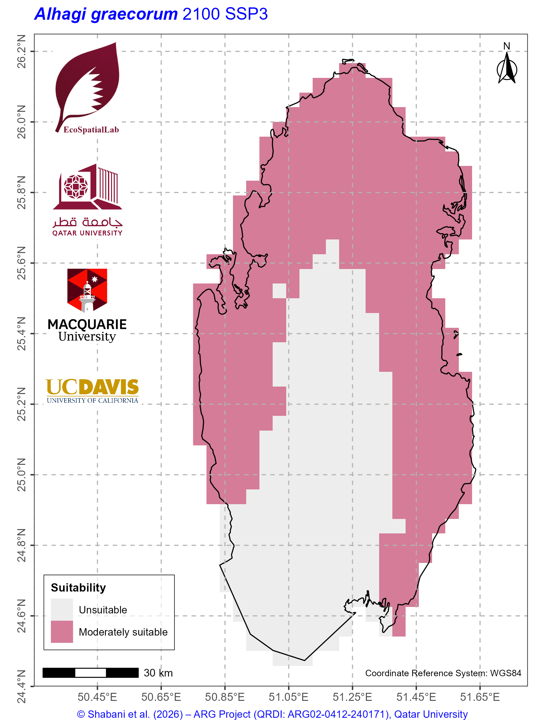 Qatar Climate Suitability SSP3 — 2100