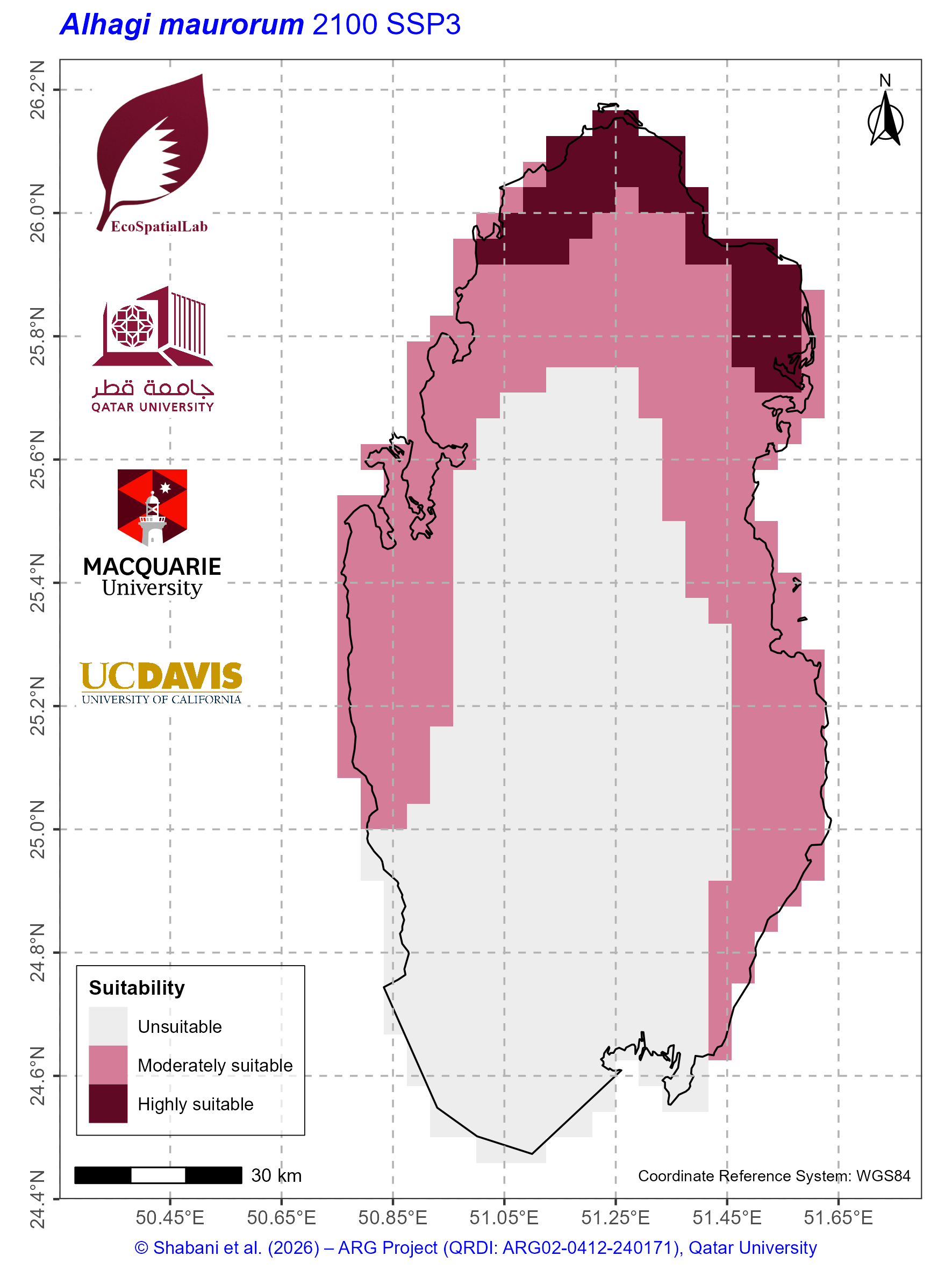 Qatar Climate Suitability SSP3 — 2100
