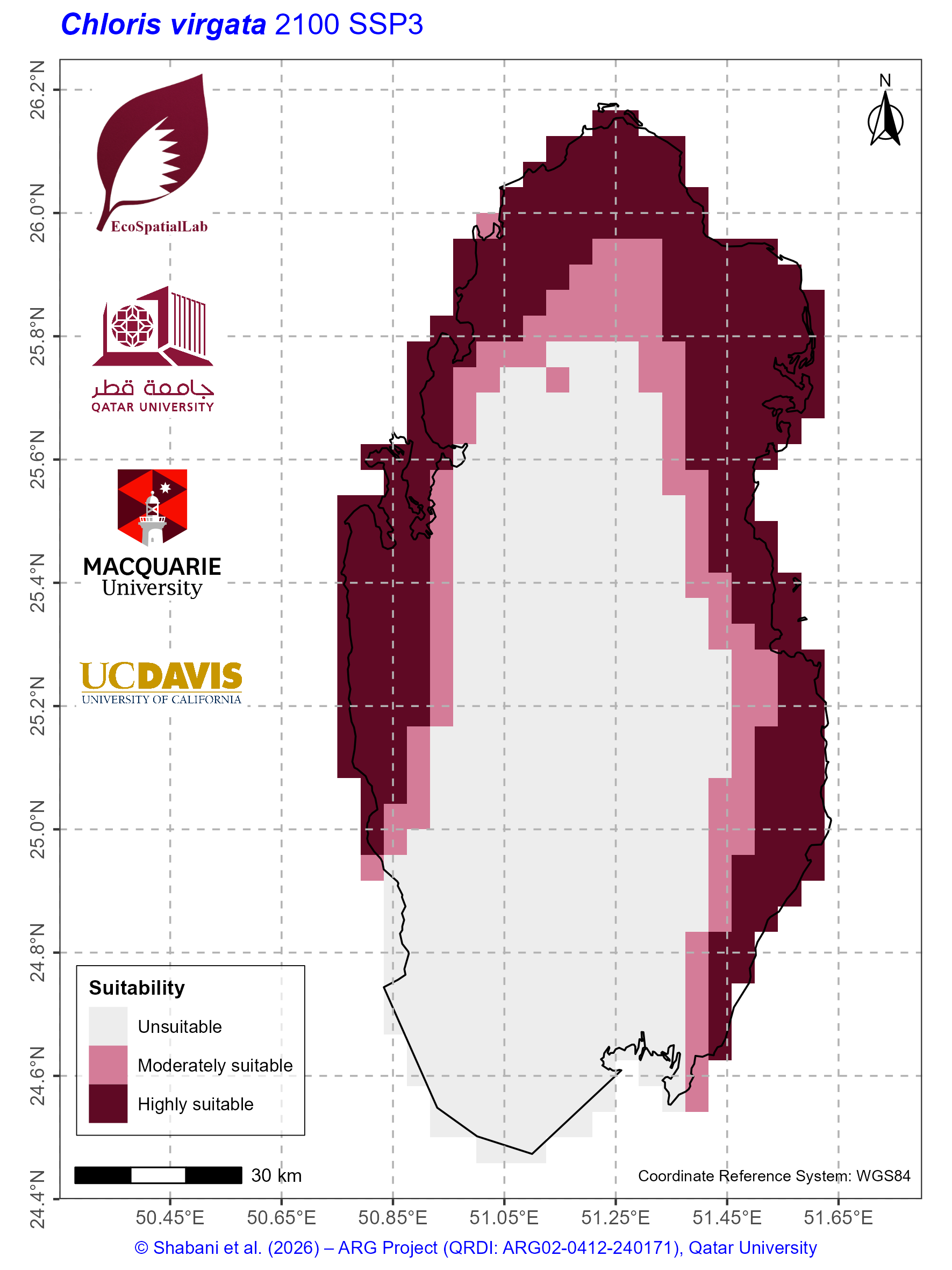 Qatar Climate Suitability SSP3 — 2100