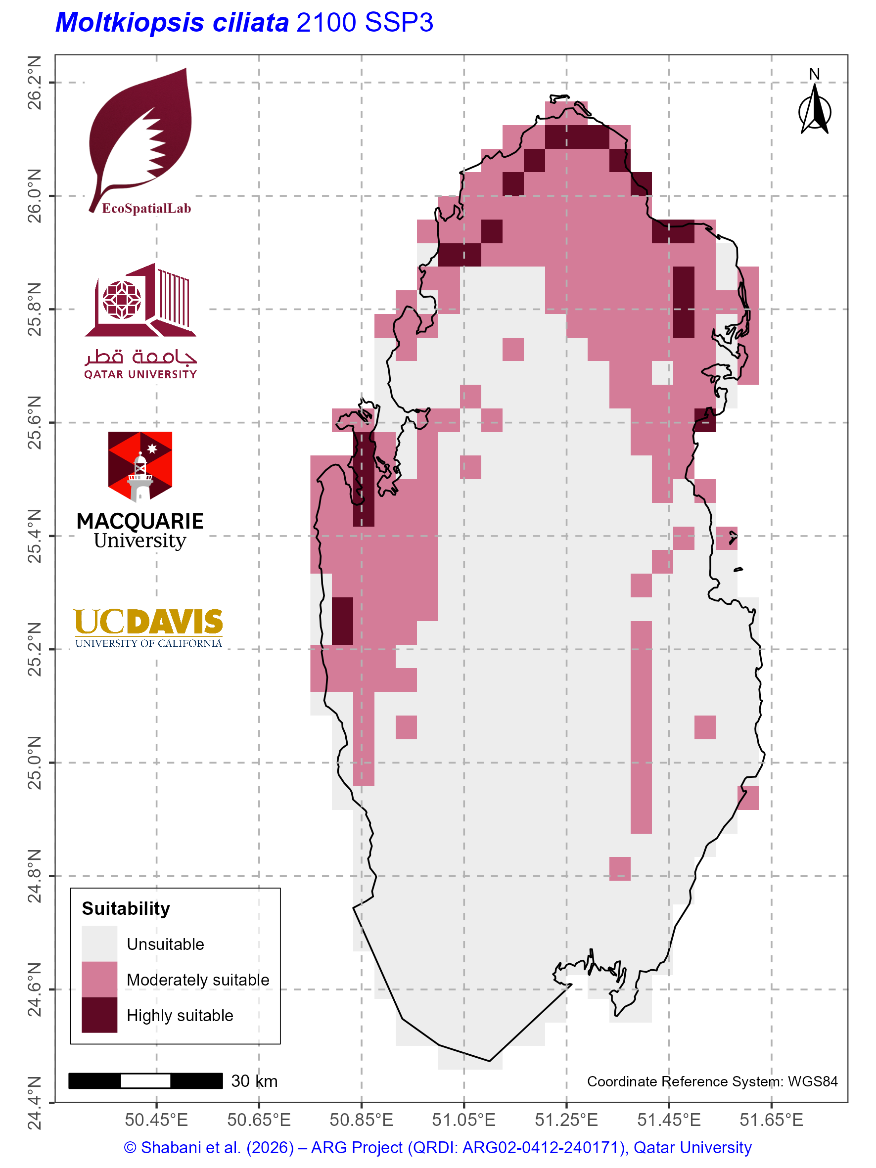 Qatar Climate Suitability SSP3 — 2100