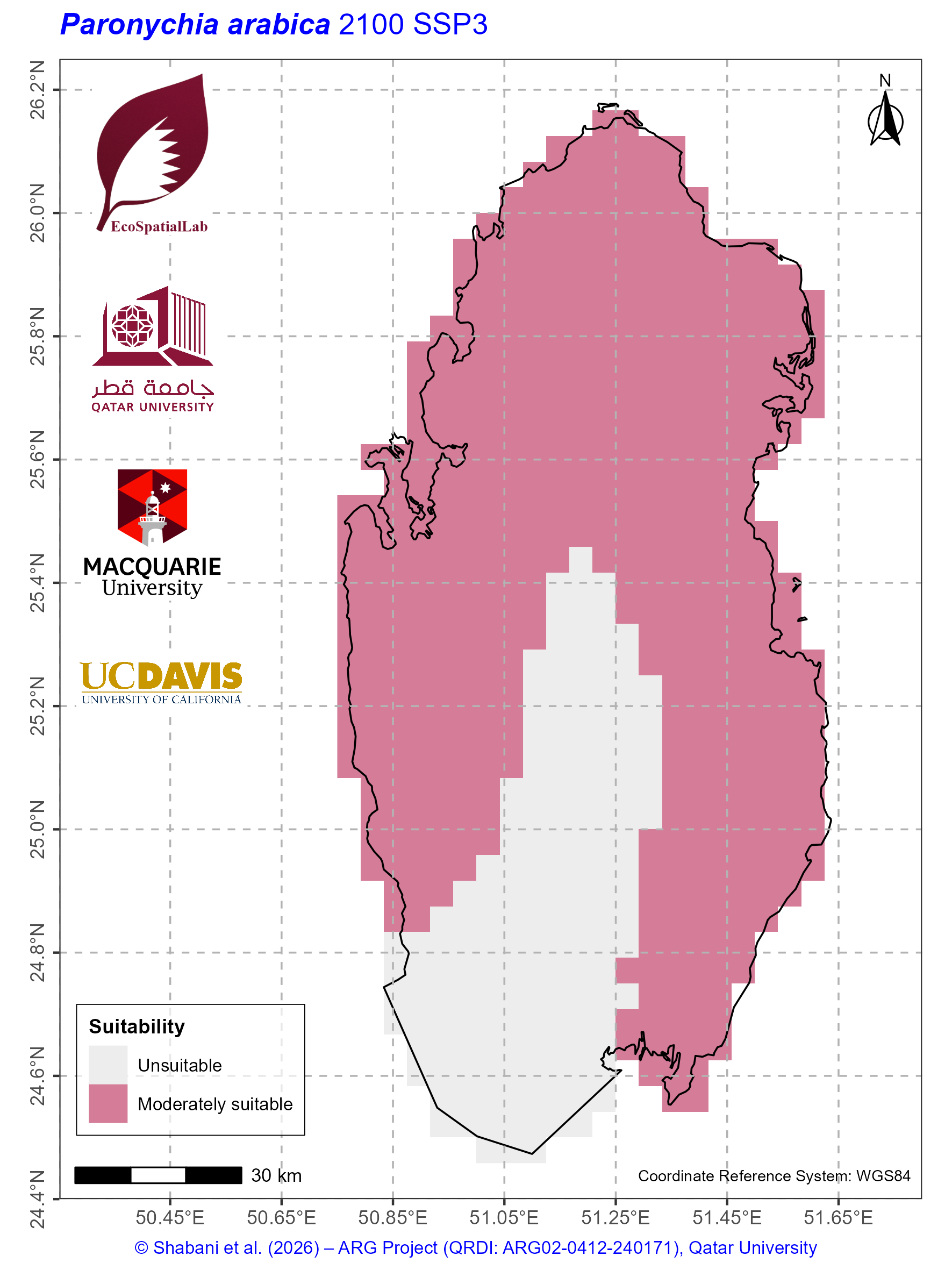Qatar Climate Suitability SSP3 — 2100