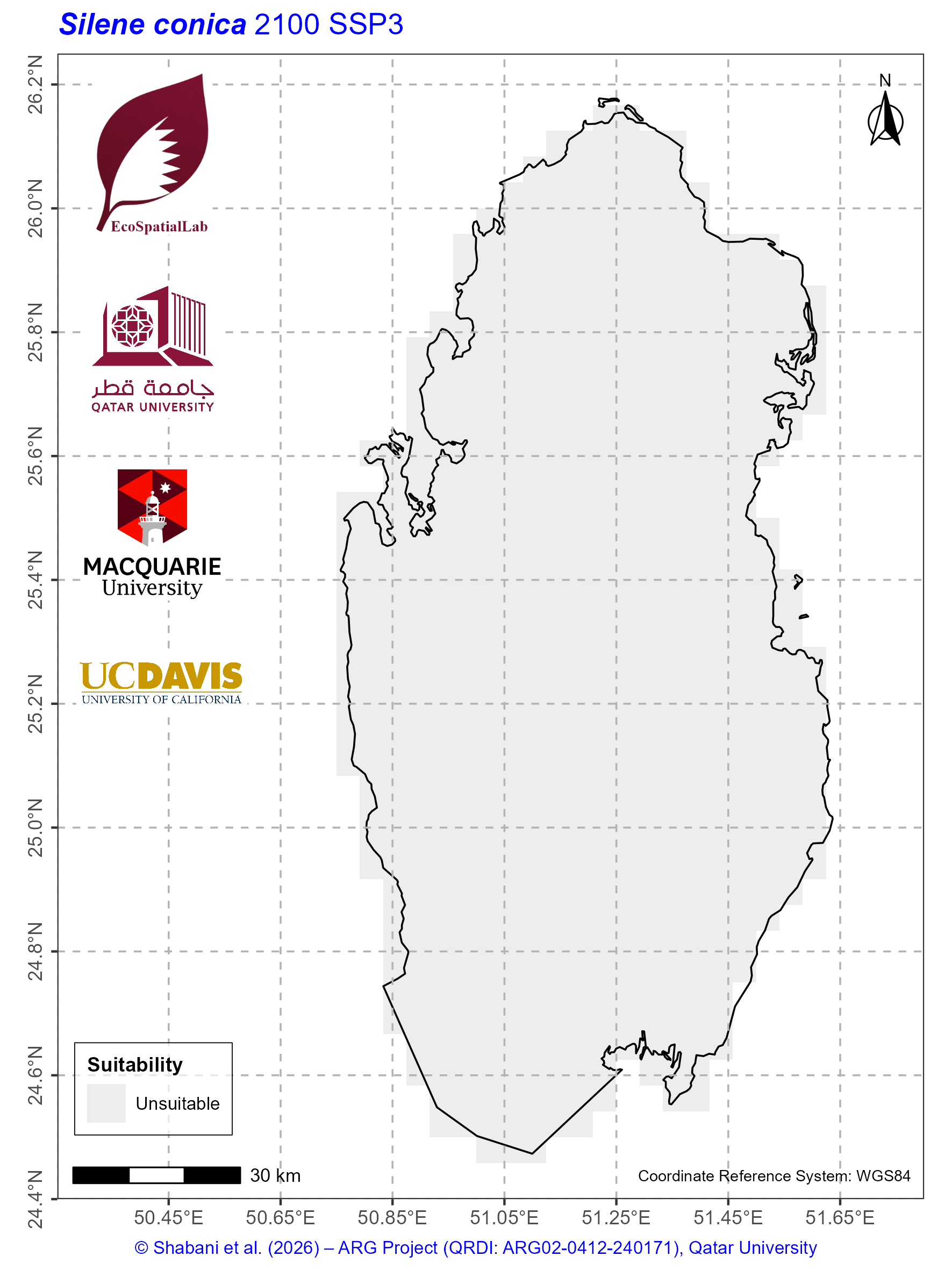 Qatar Climate Suitability SSP3 — 2100