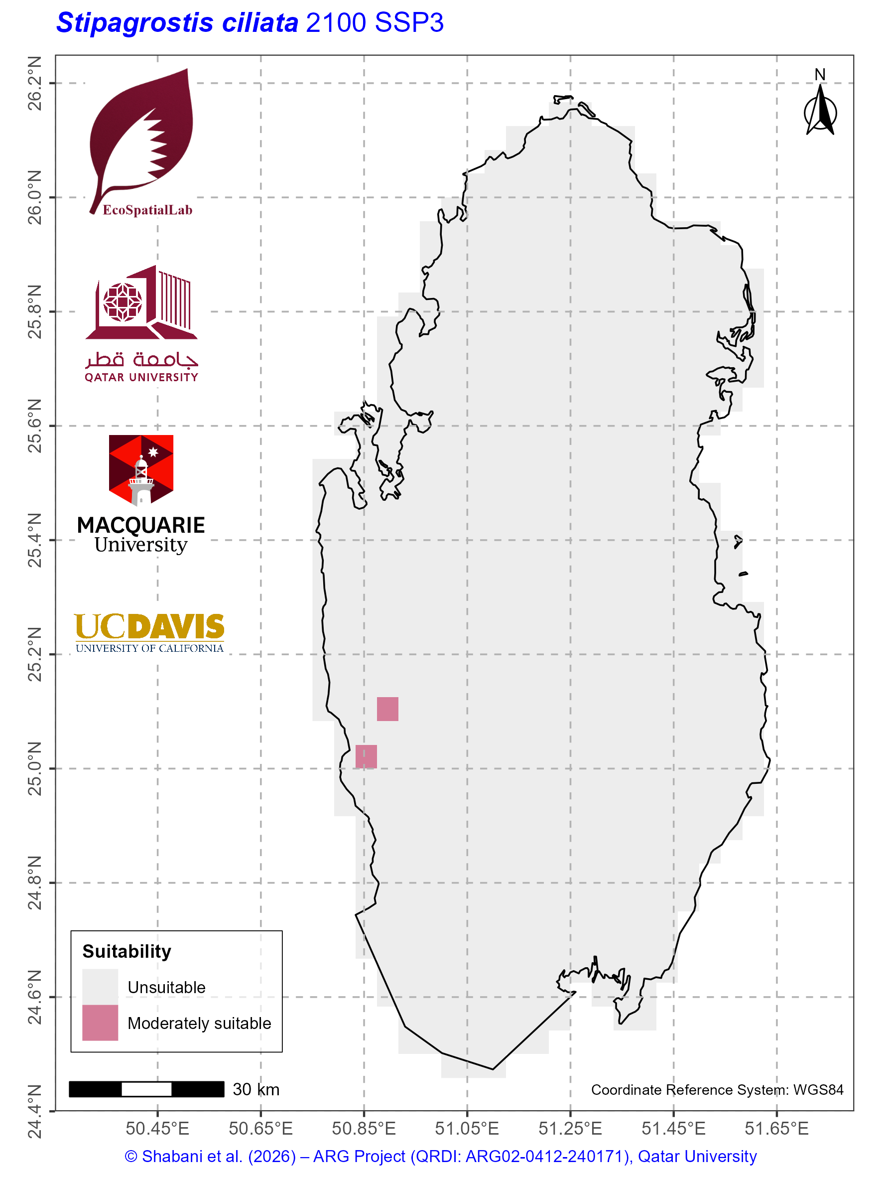 Qatar Climate Suitability SSP3 — 2100