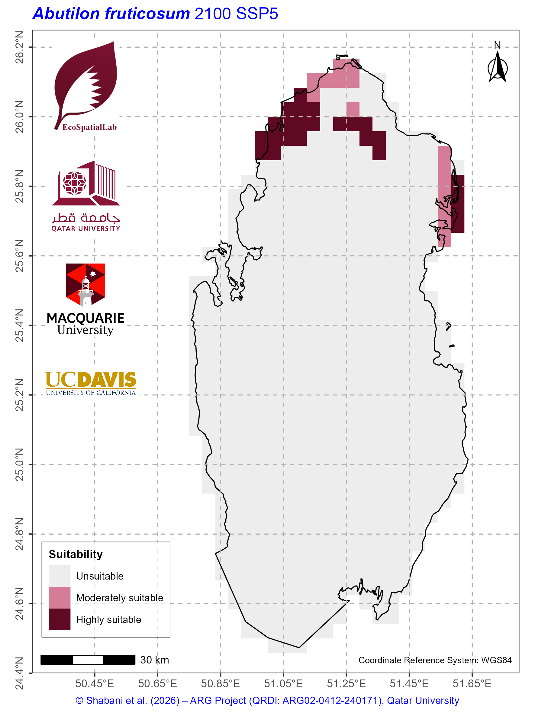 Qatar Climate Suitability SSP5 — 2100