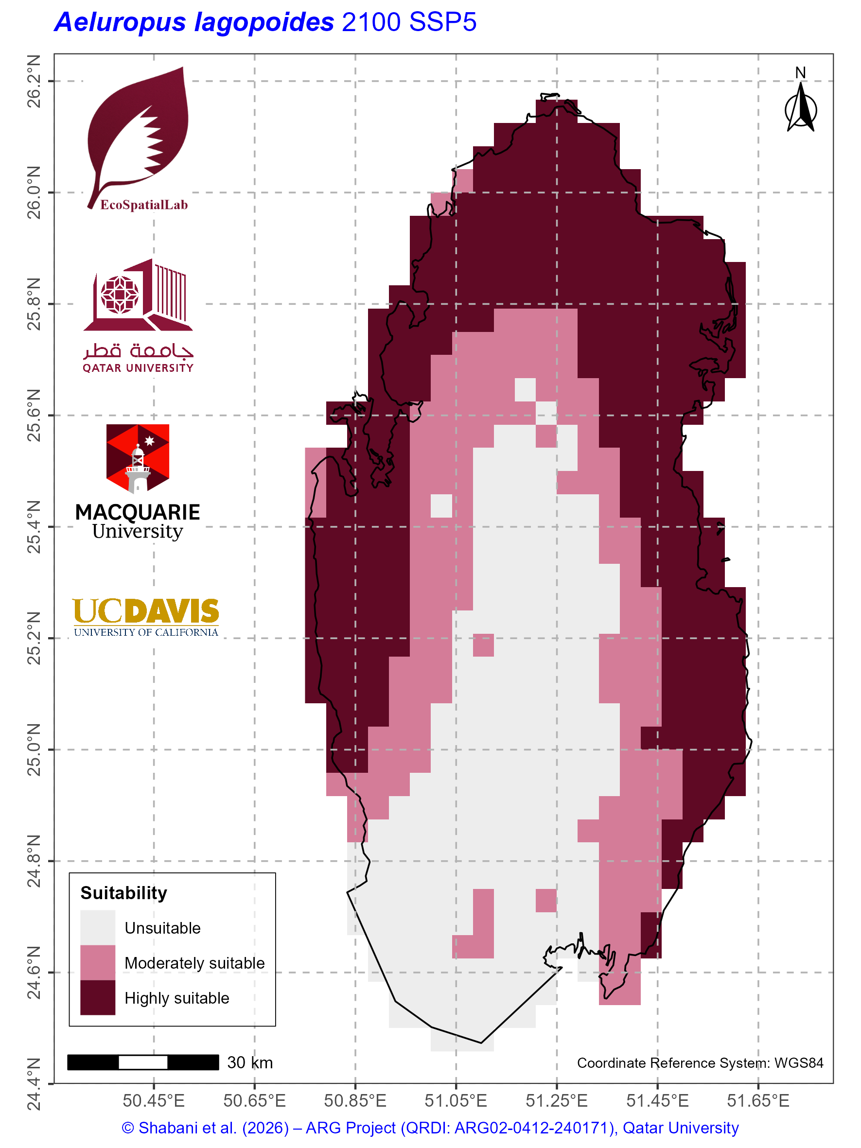 Qatar Climate Suitability SSP5 — 2100