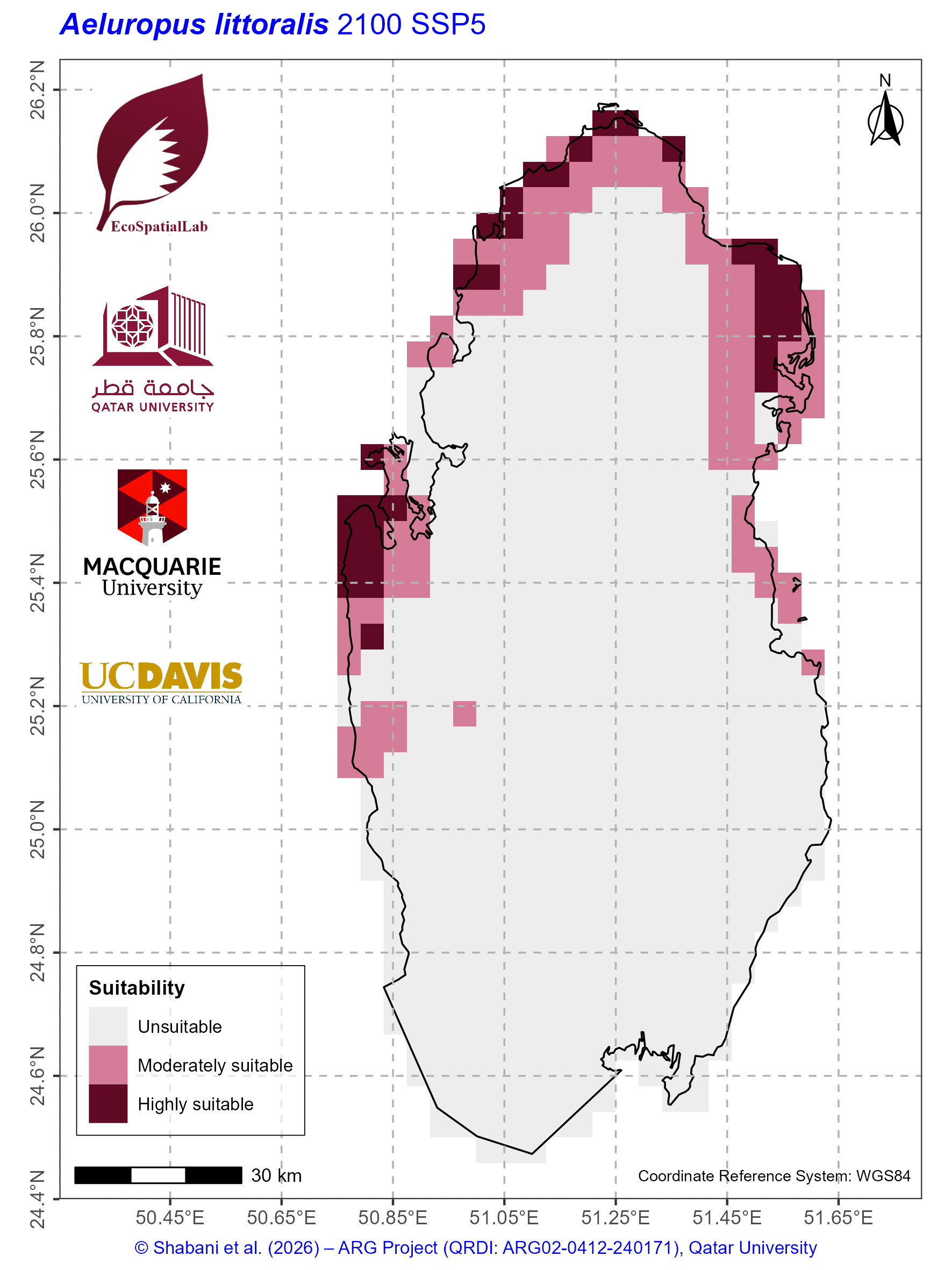 Qatar Climate Suitability SSP5 — 2100