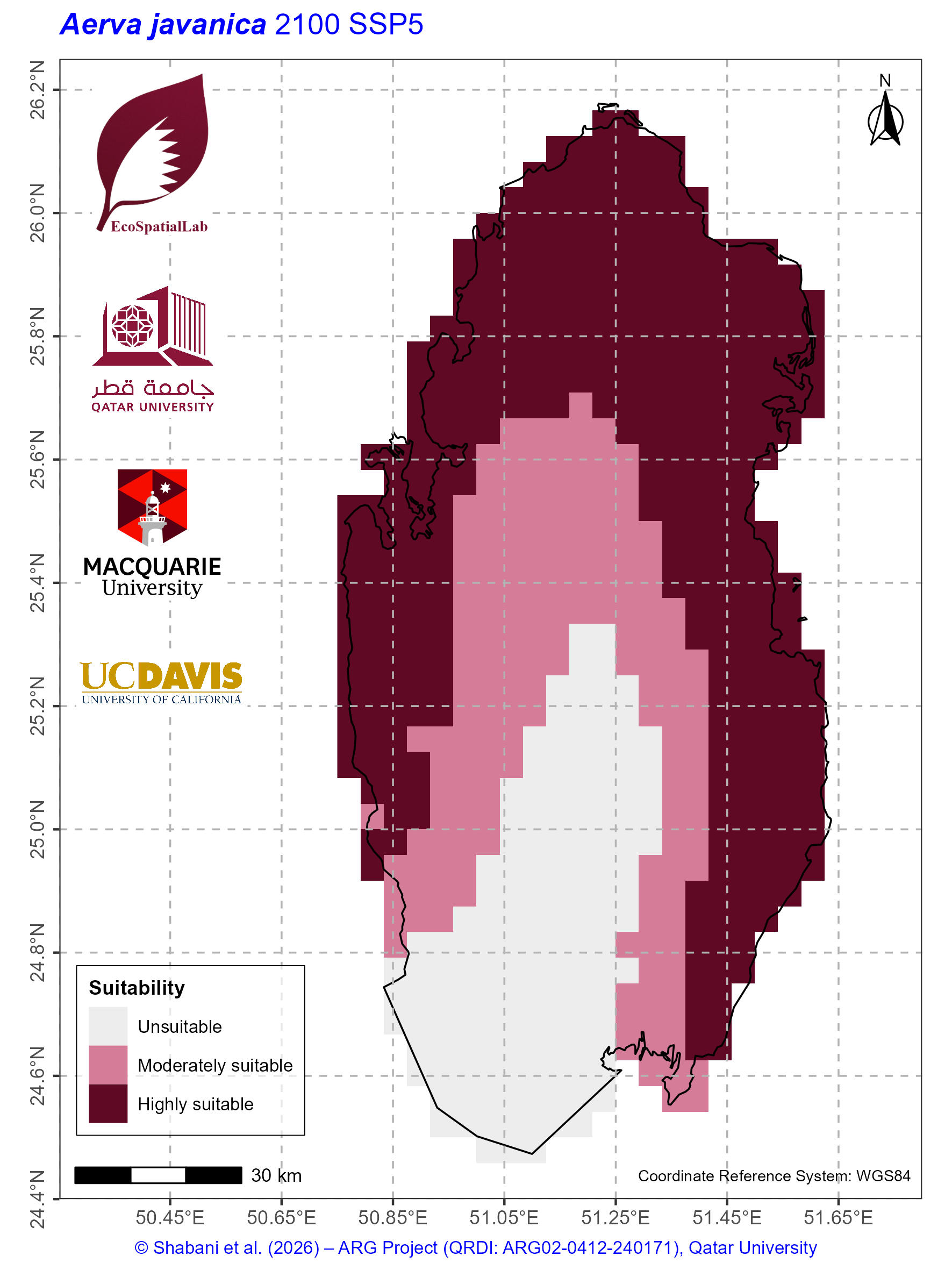 Qatar Climate Suitability SSP5 — 2100