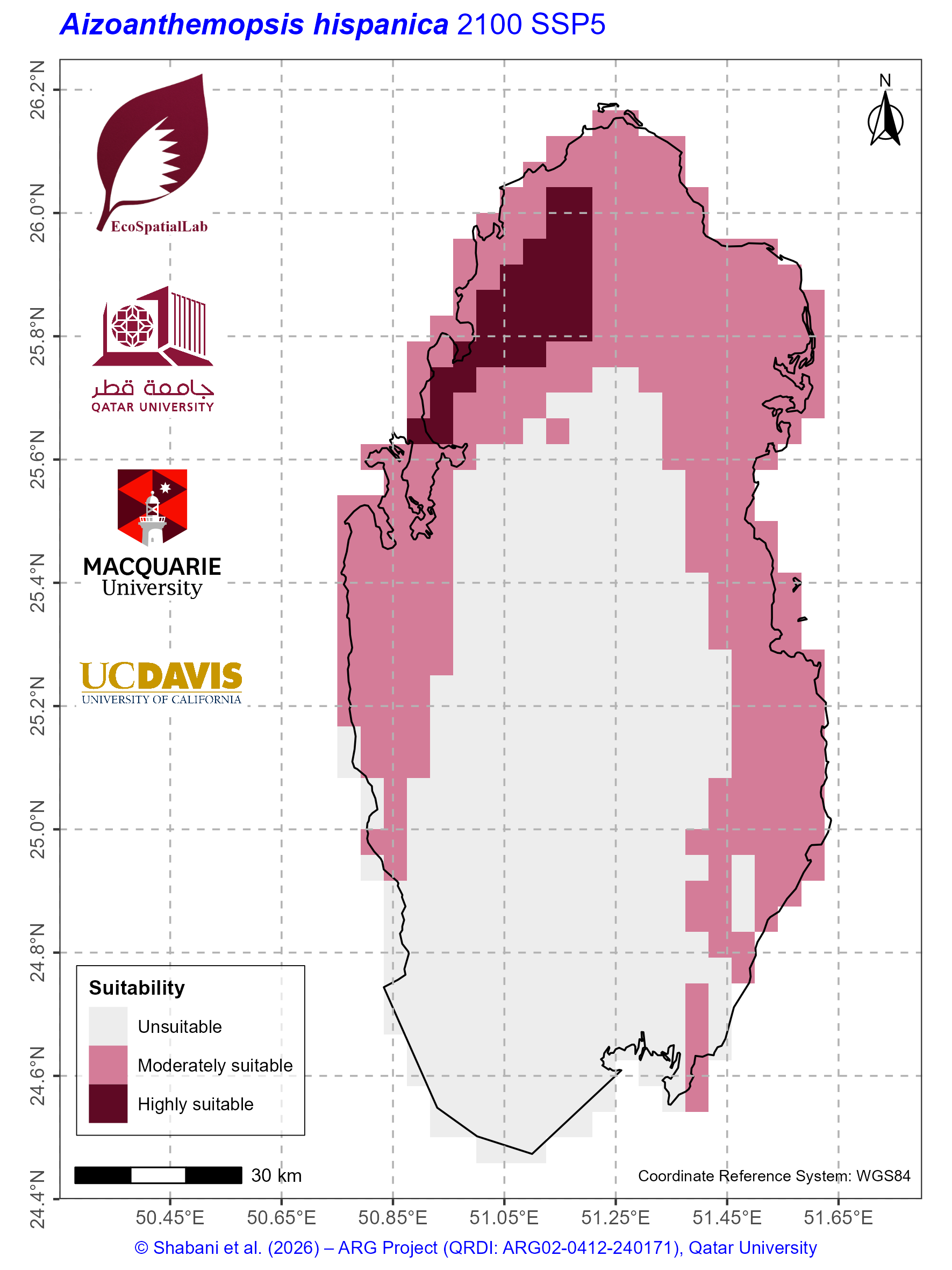 Qatar Climate Suitability SSP5 — 2100