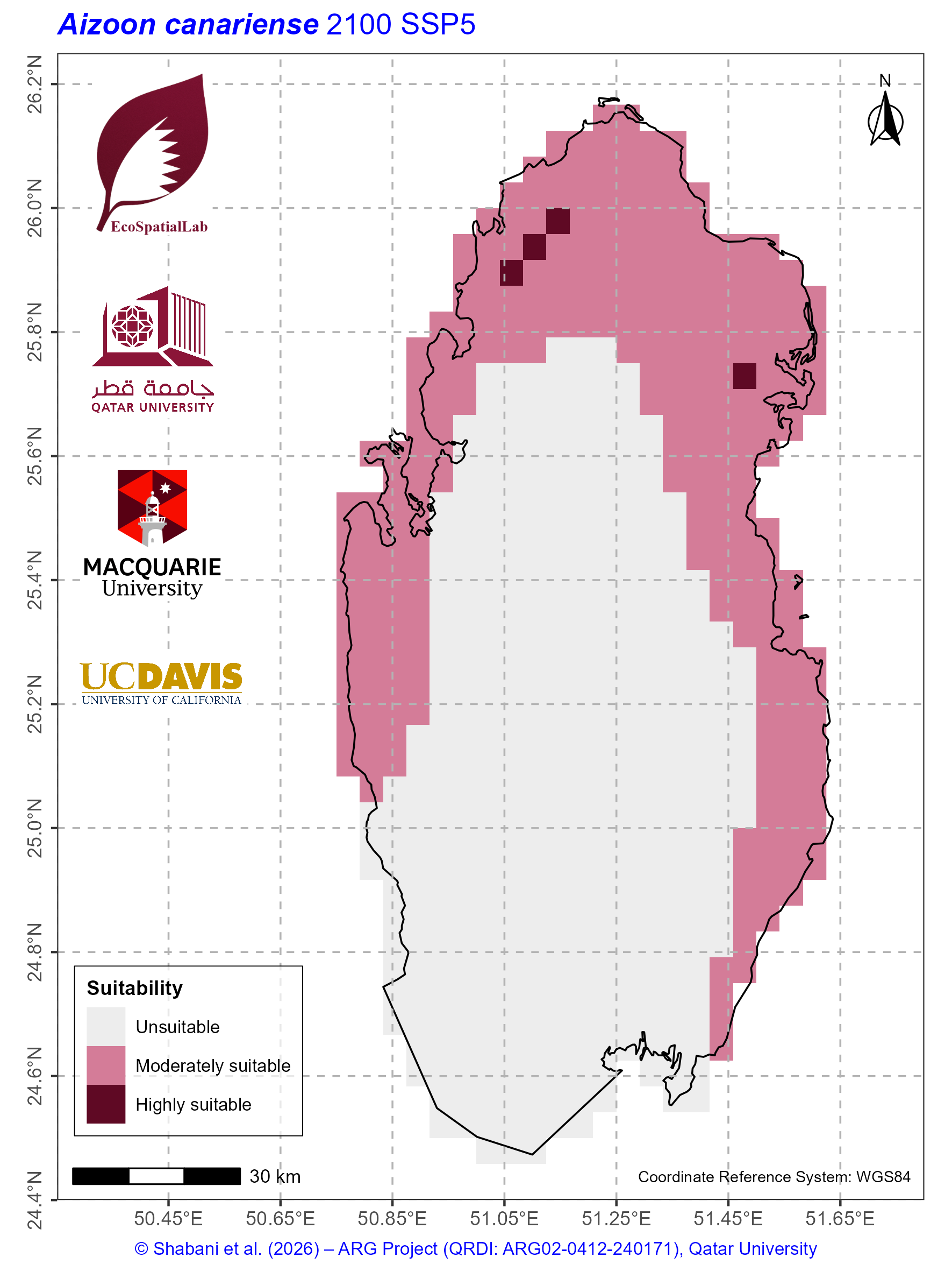 Qatar Climate Suitability SSP5 — 2100