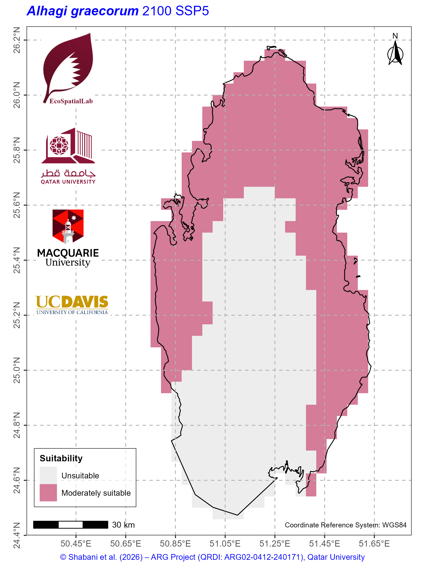 Qatar Climate Suitability SSP5 — 2100