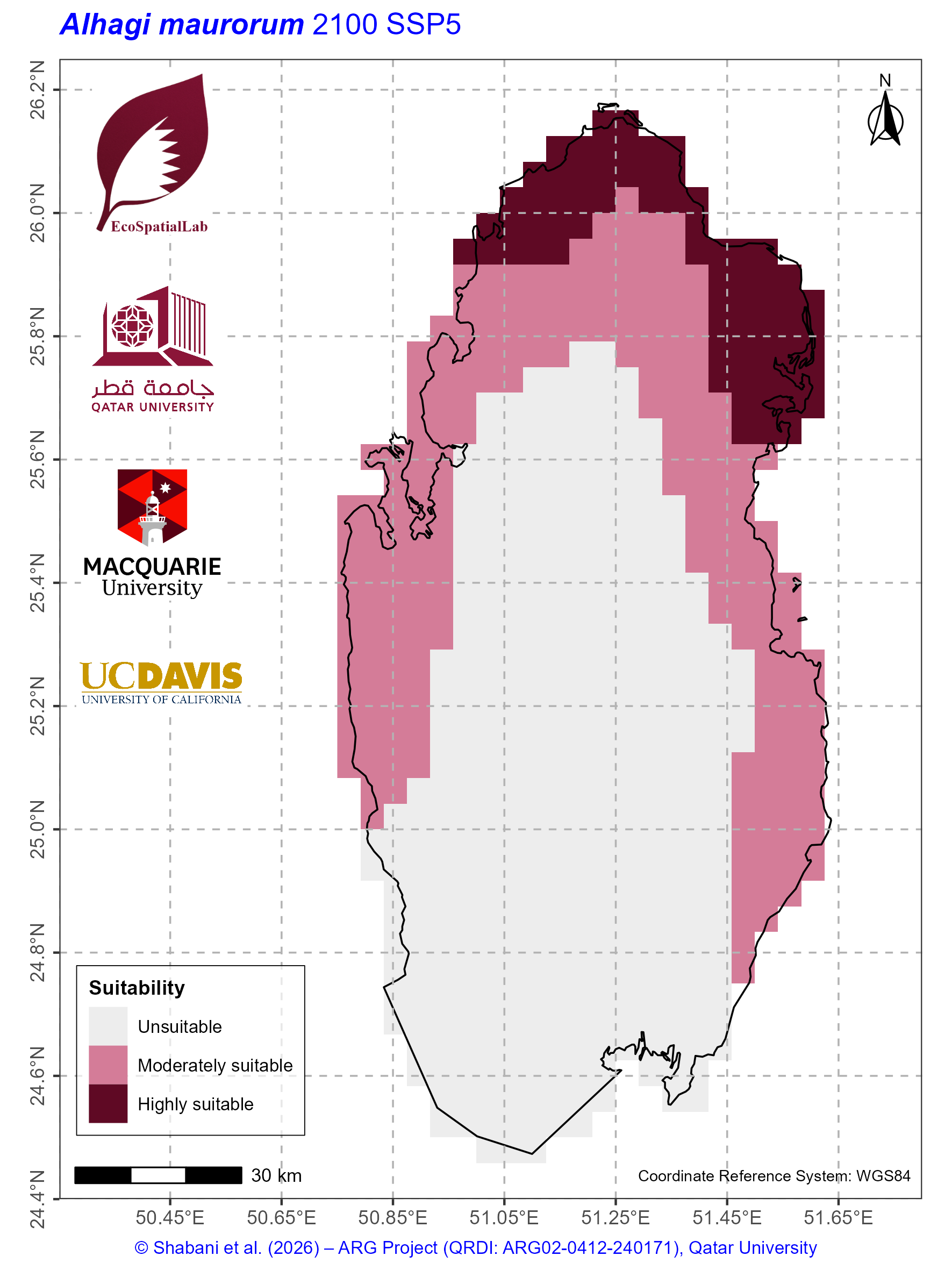 Qatar Climate Suitability SSP5 — 2100