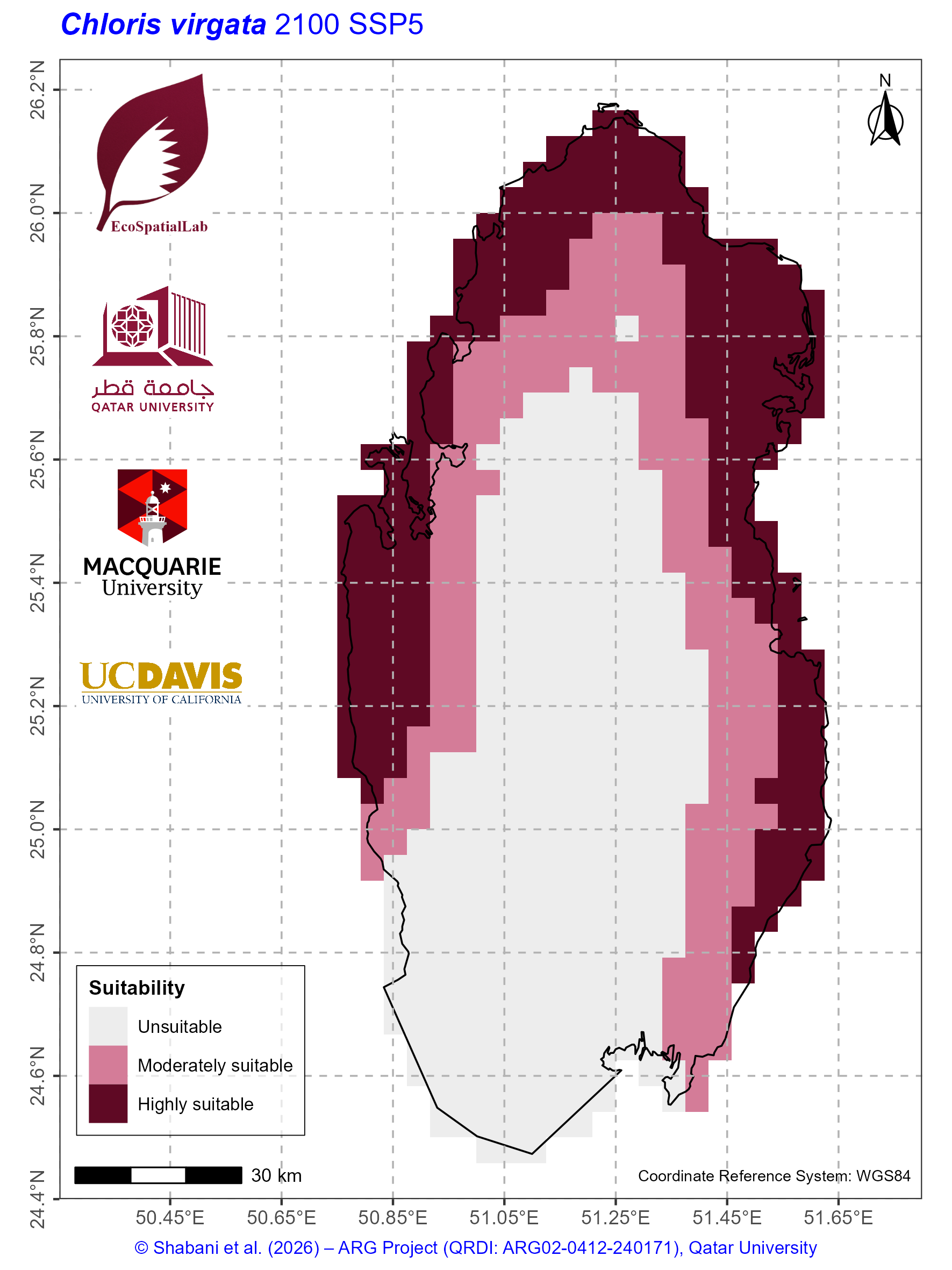 Qatar Climate Suitability SSP5 — 2100