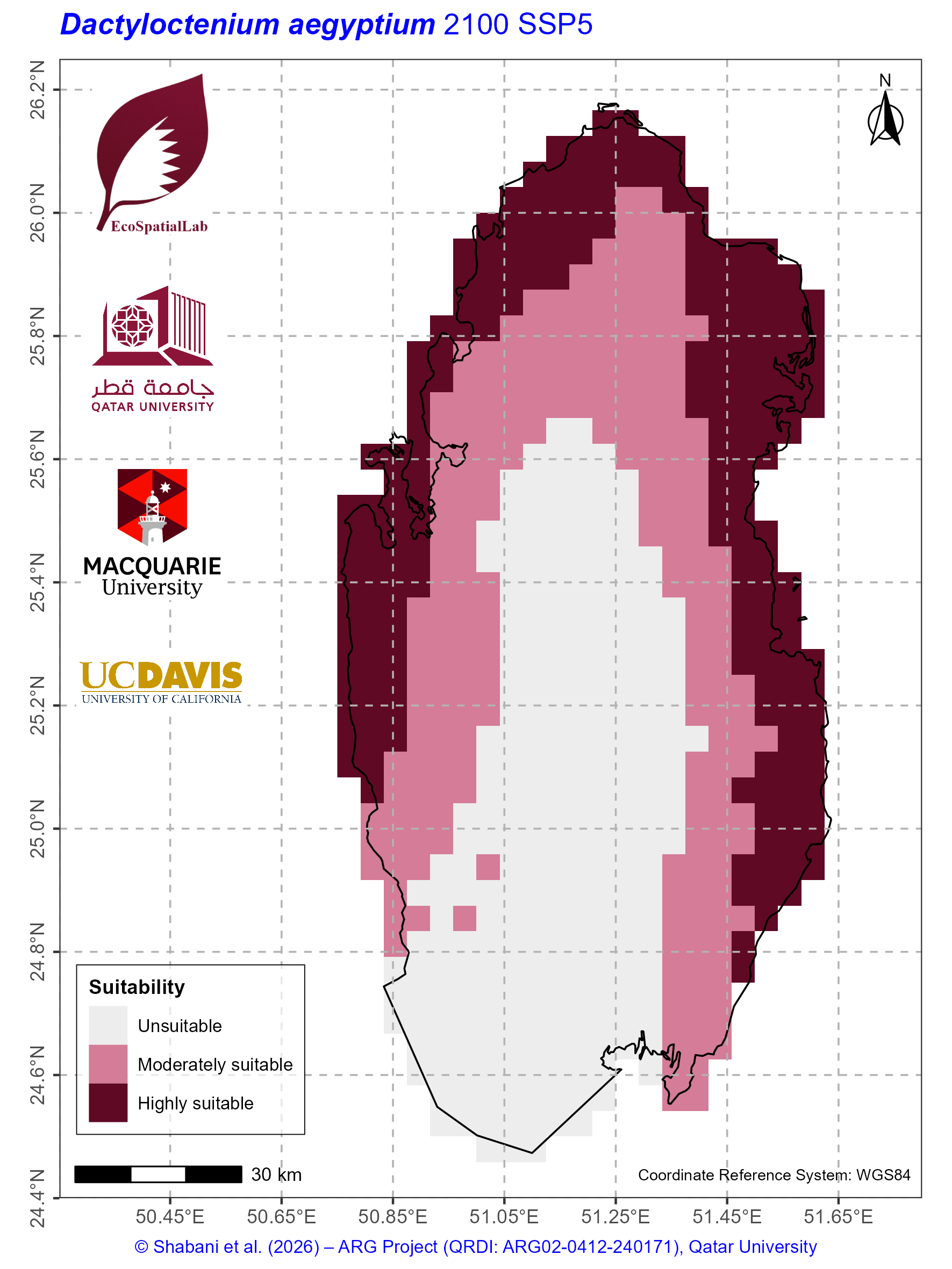 Qatar Climate Suitability SSP5 — 2100