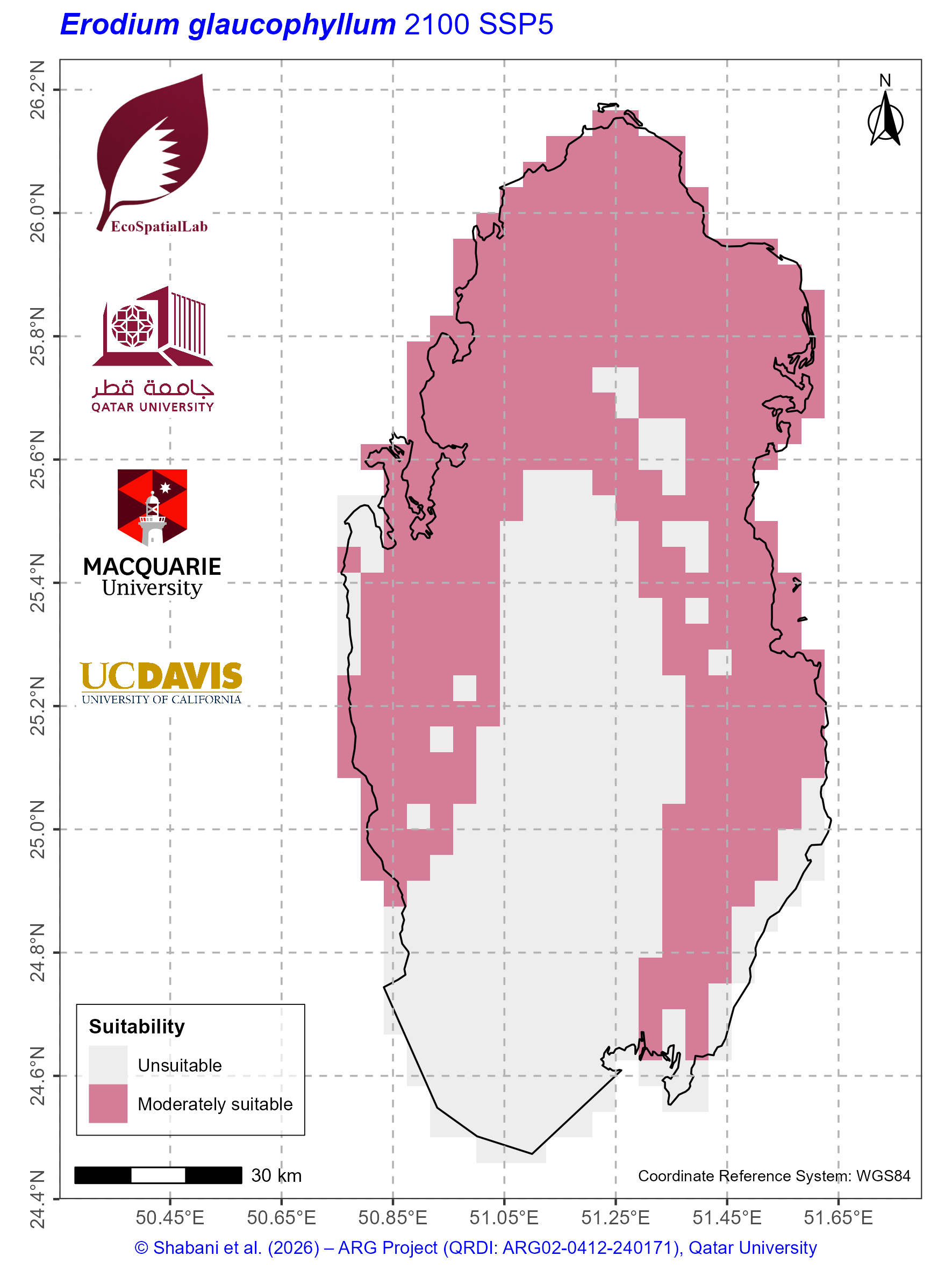 Qatar Climate Suitability SSP5 — 2100