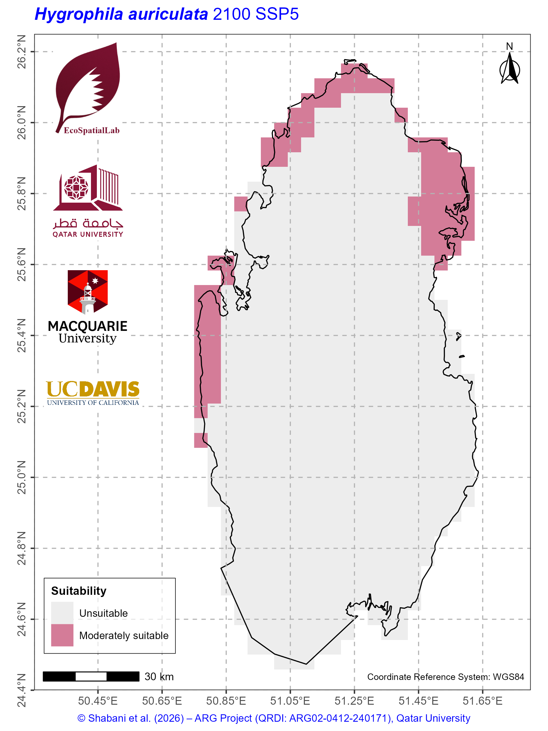 Qatar Climate Suitability SSP5 — 2100