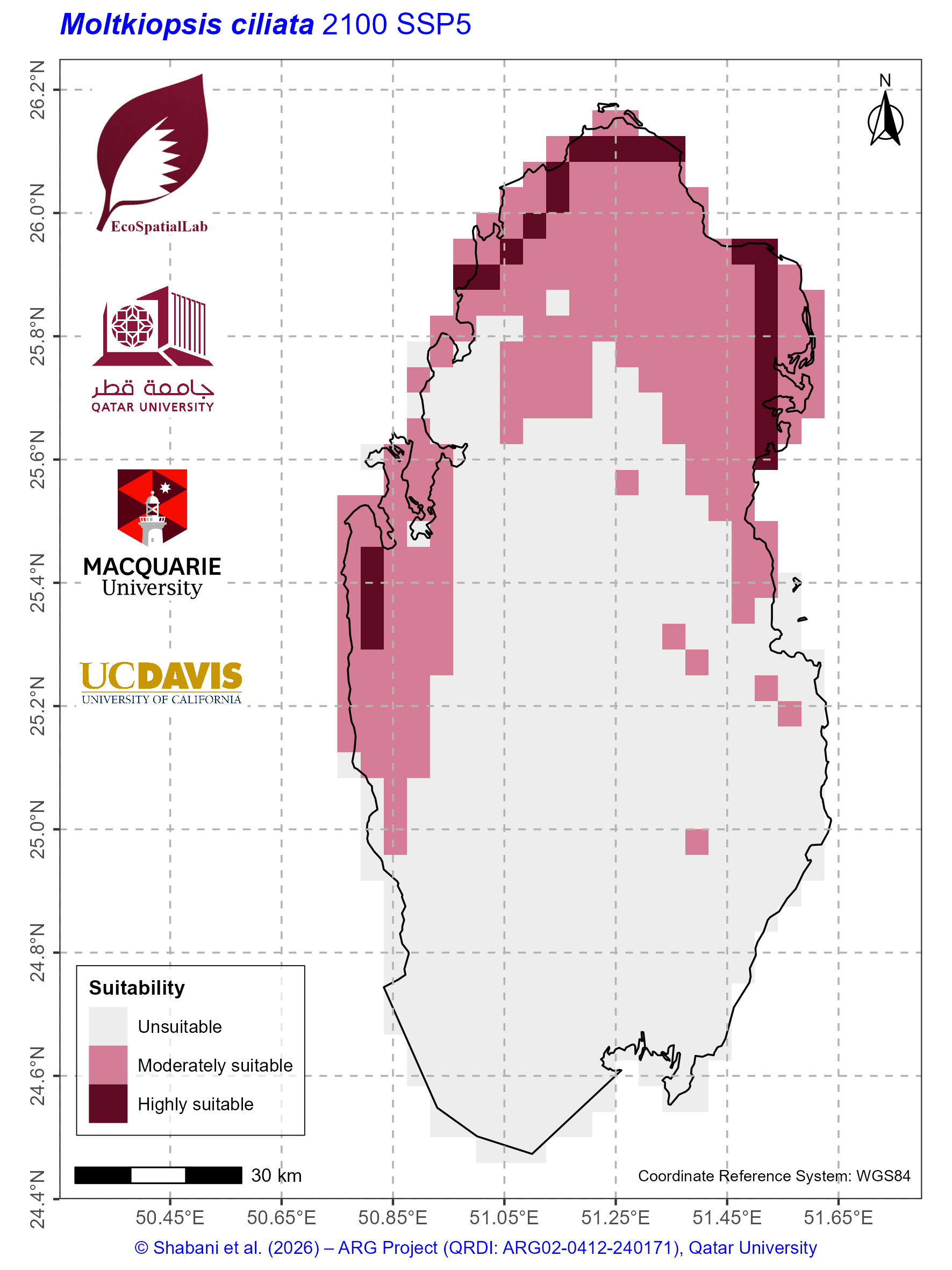 Qatar Climate Suitability SSP5 — 2100