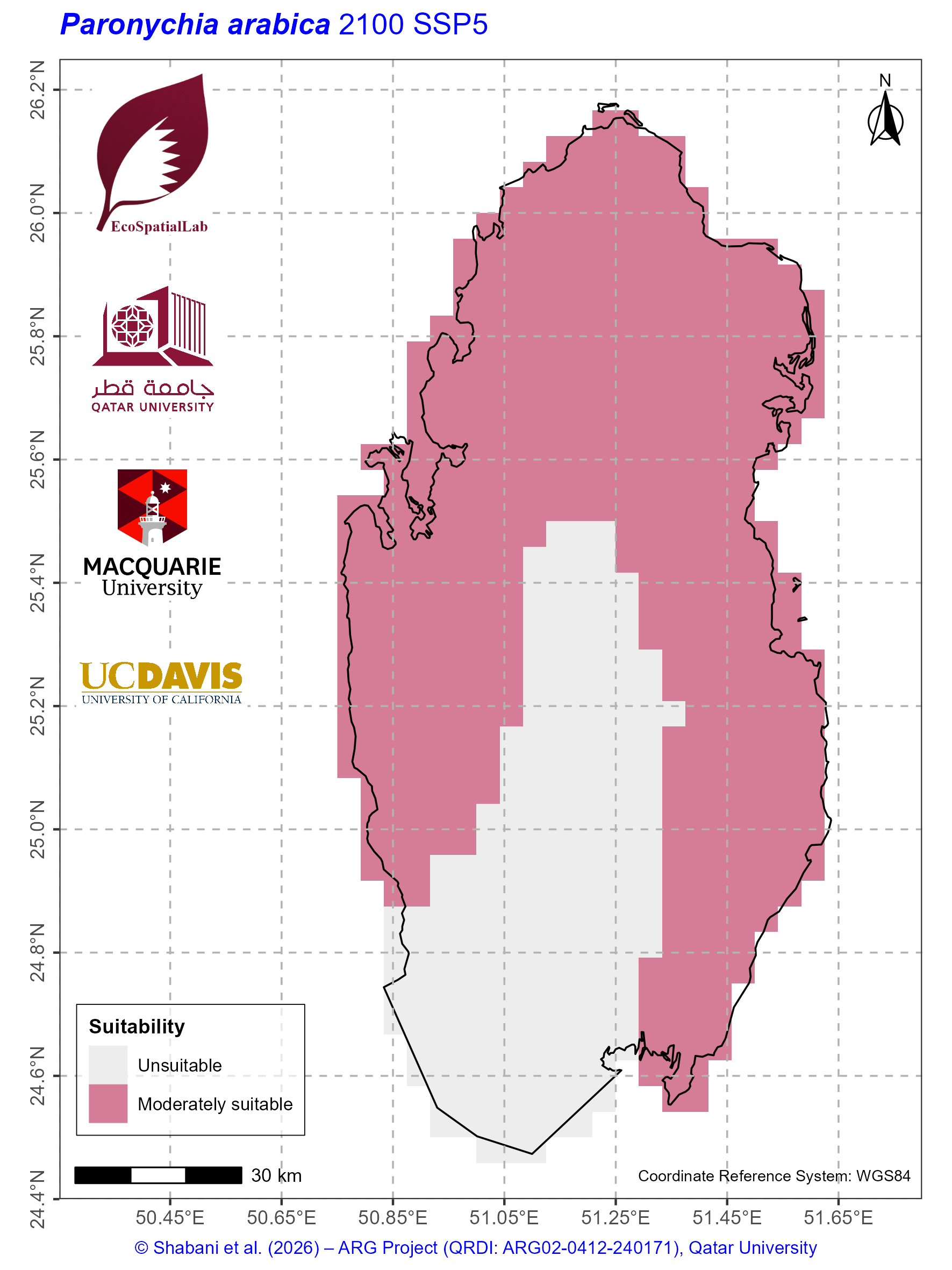 Qatar Climate Suitability SSP5 — 2100