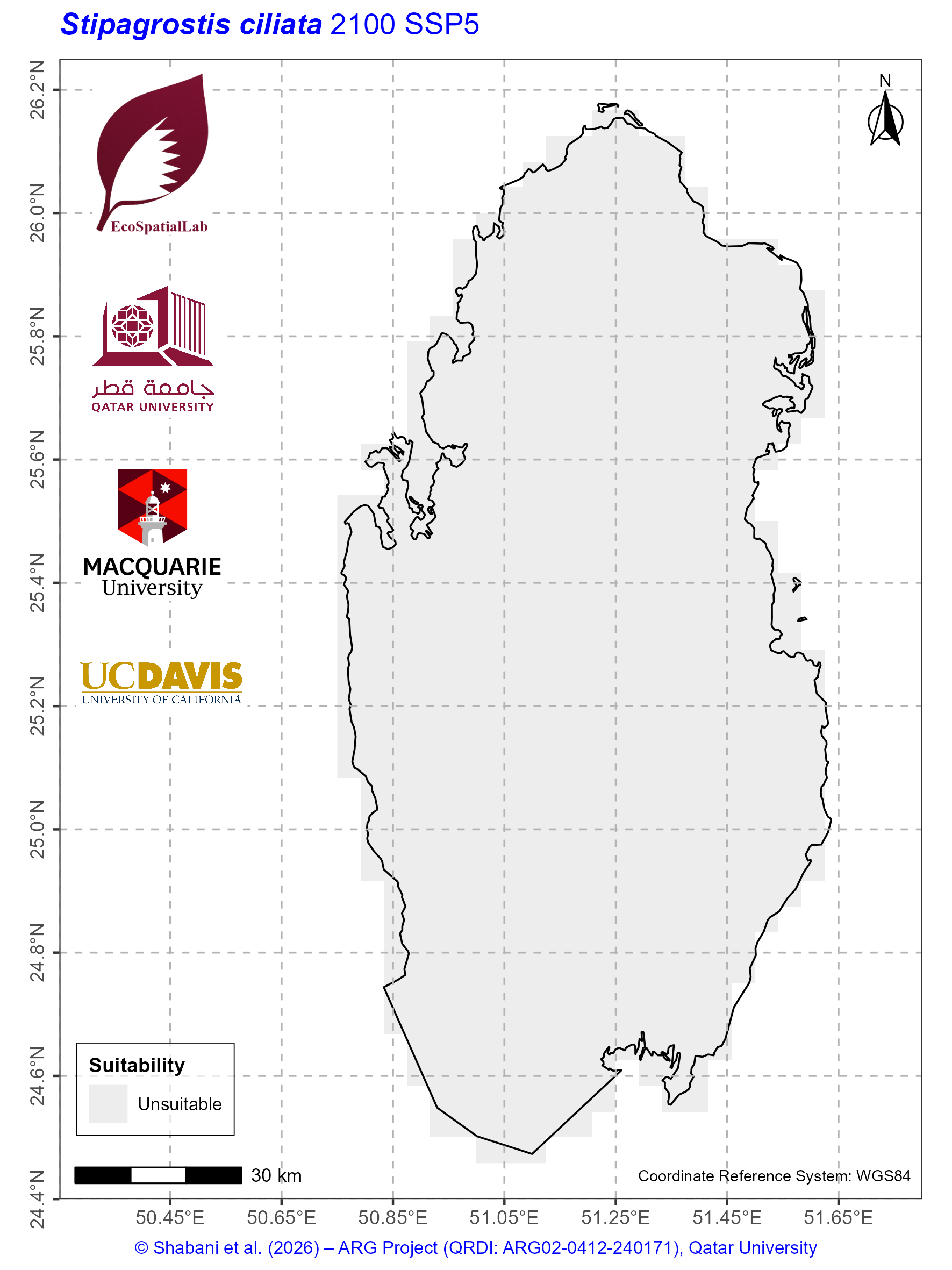 Qatar Climate Suitability SSP5 — 2100